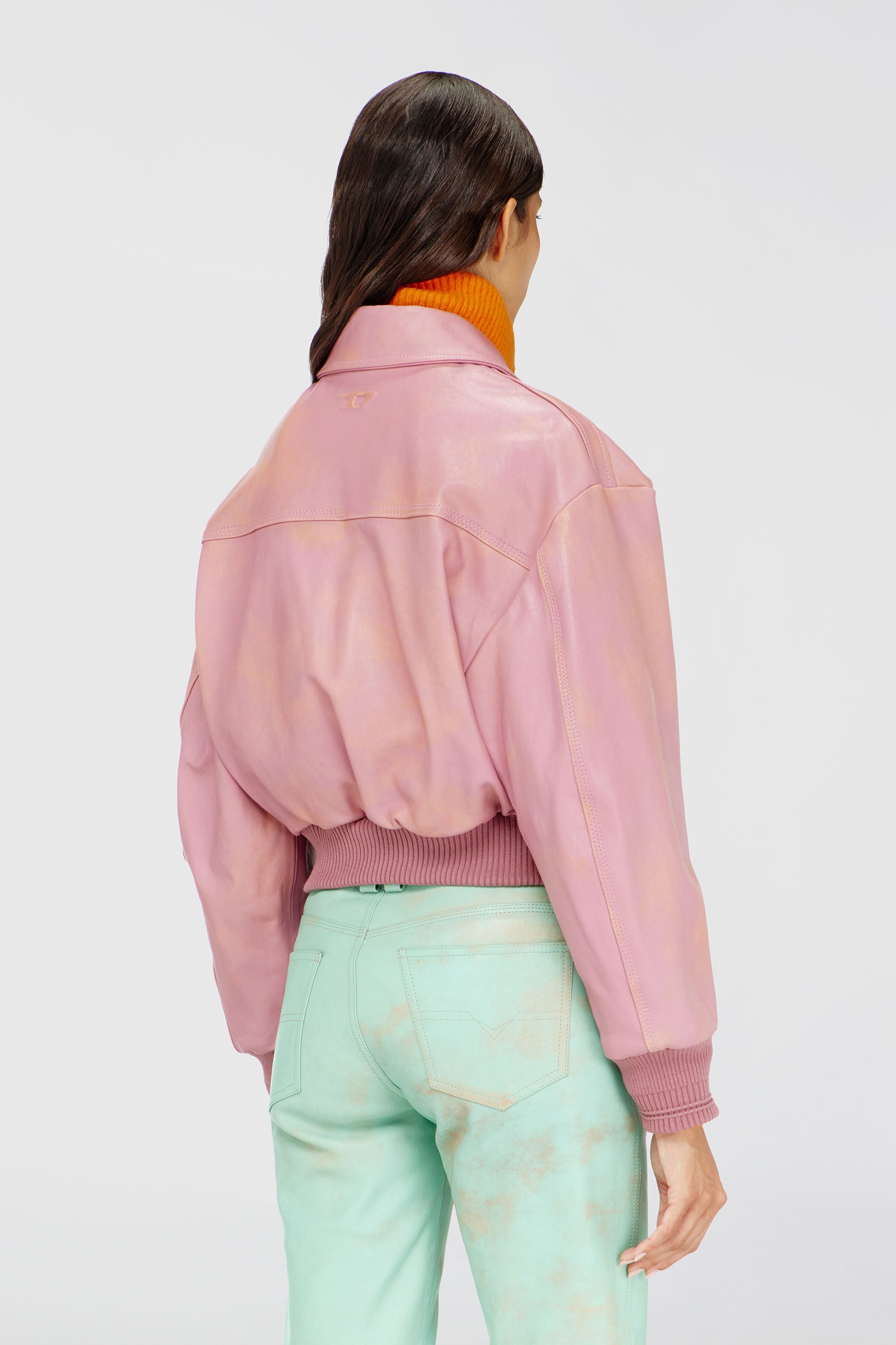 Diesel - L-AVIA, Damen Aviator-Jacke aus behandeltem Leder in Rosa - 4