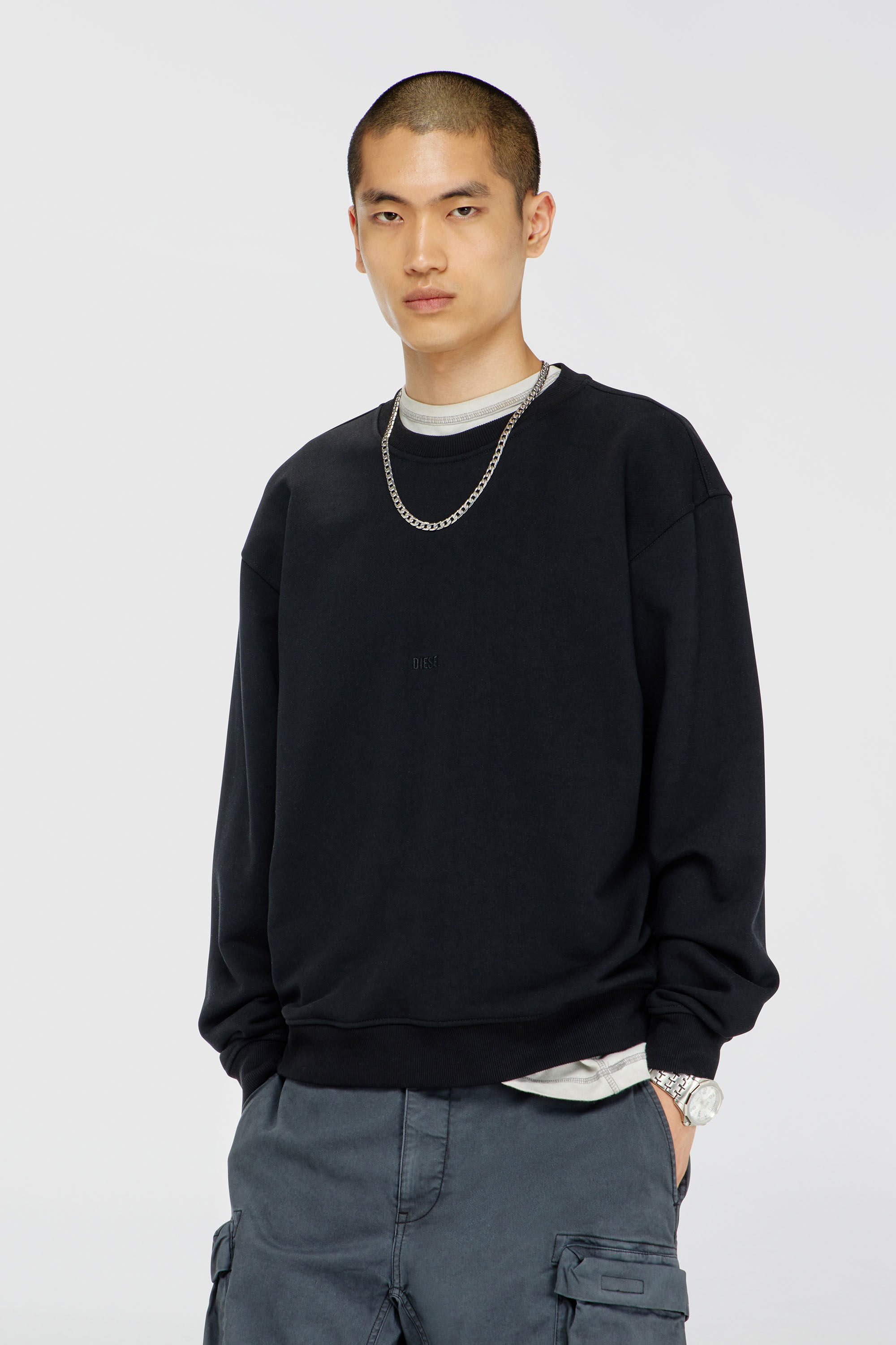 Diesel - S-NORM-AA5, Herren Baumwoll-Sweatshirt mit Mikro-Logo-Stickerei in Schwarz - 3