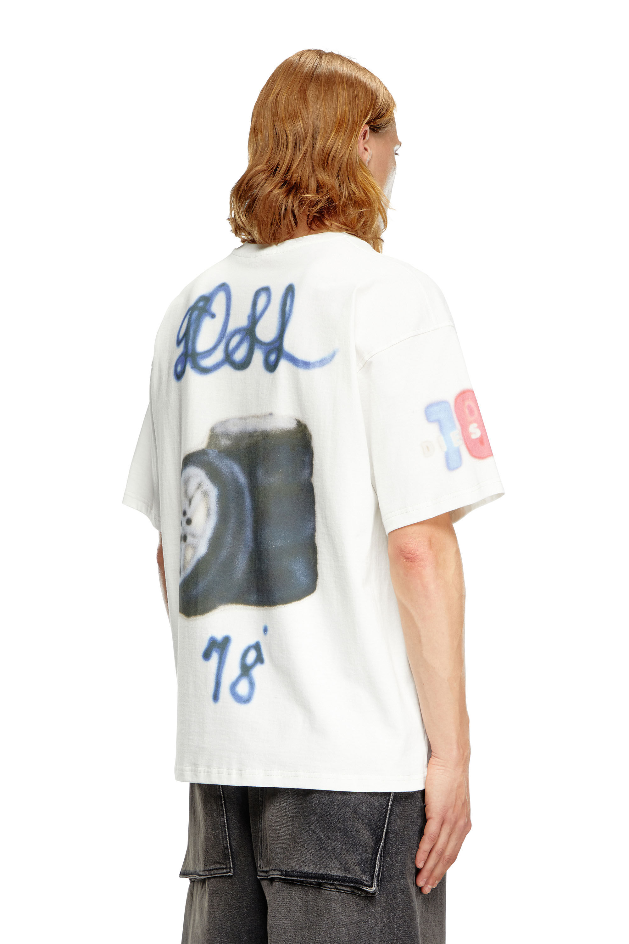 Diesel - T-BOXT-Q19, Herren T-Shirt mit Logo- und Reifen-Print in Weiss - Image 4