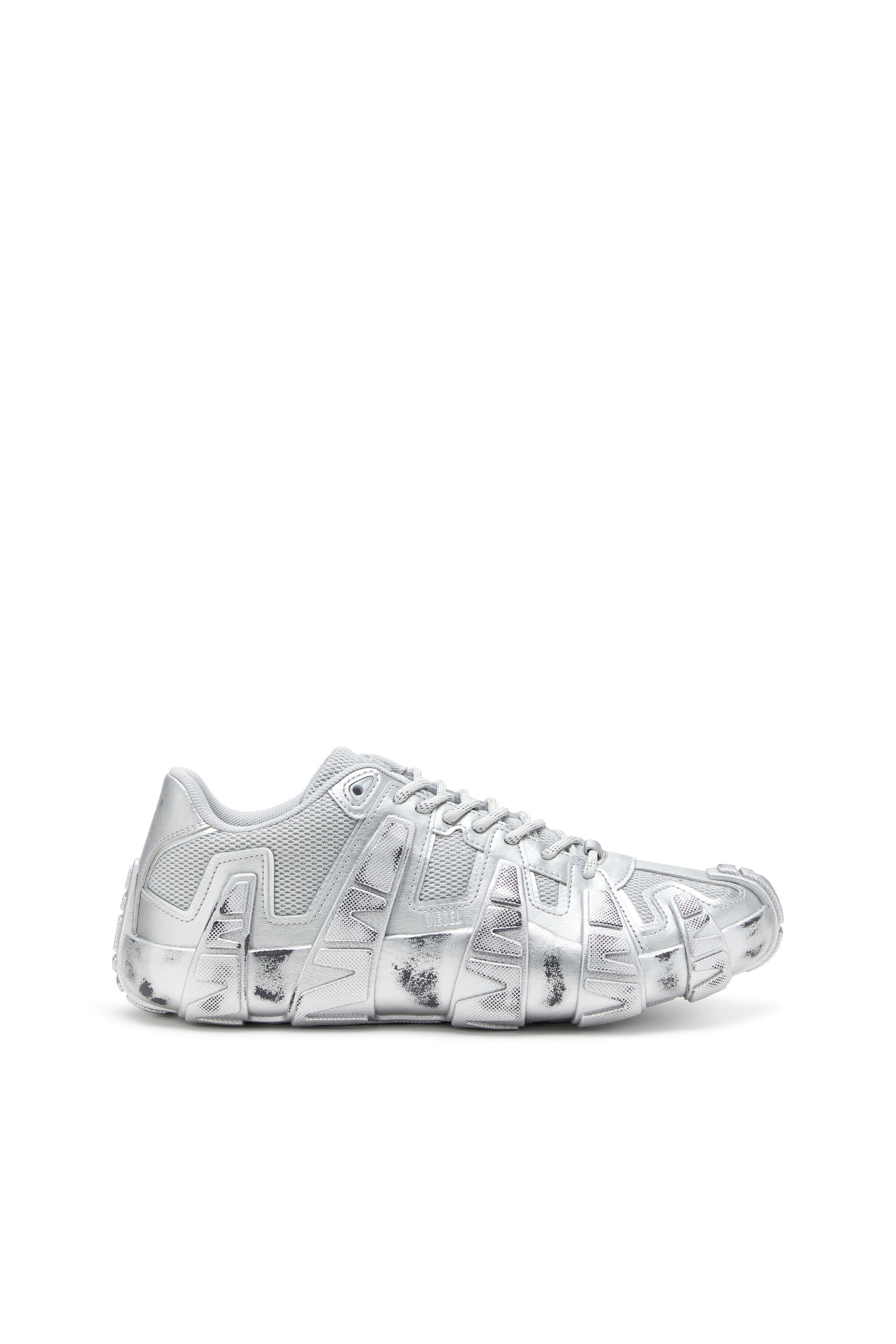 Diesel - S-D-GRIFFE LOW, Herren Metallic-Sneakers aus Mesh und PU in Silber - 1