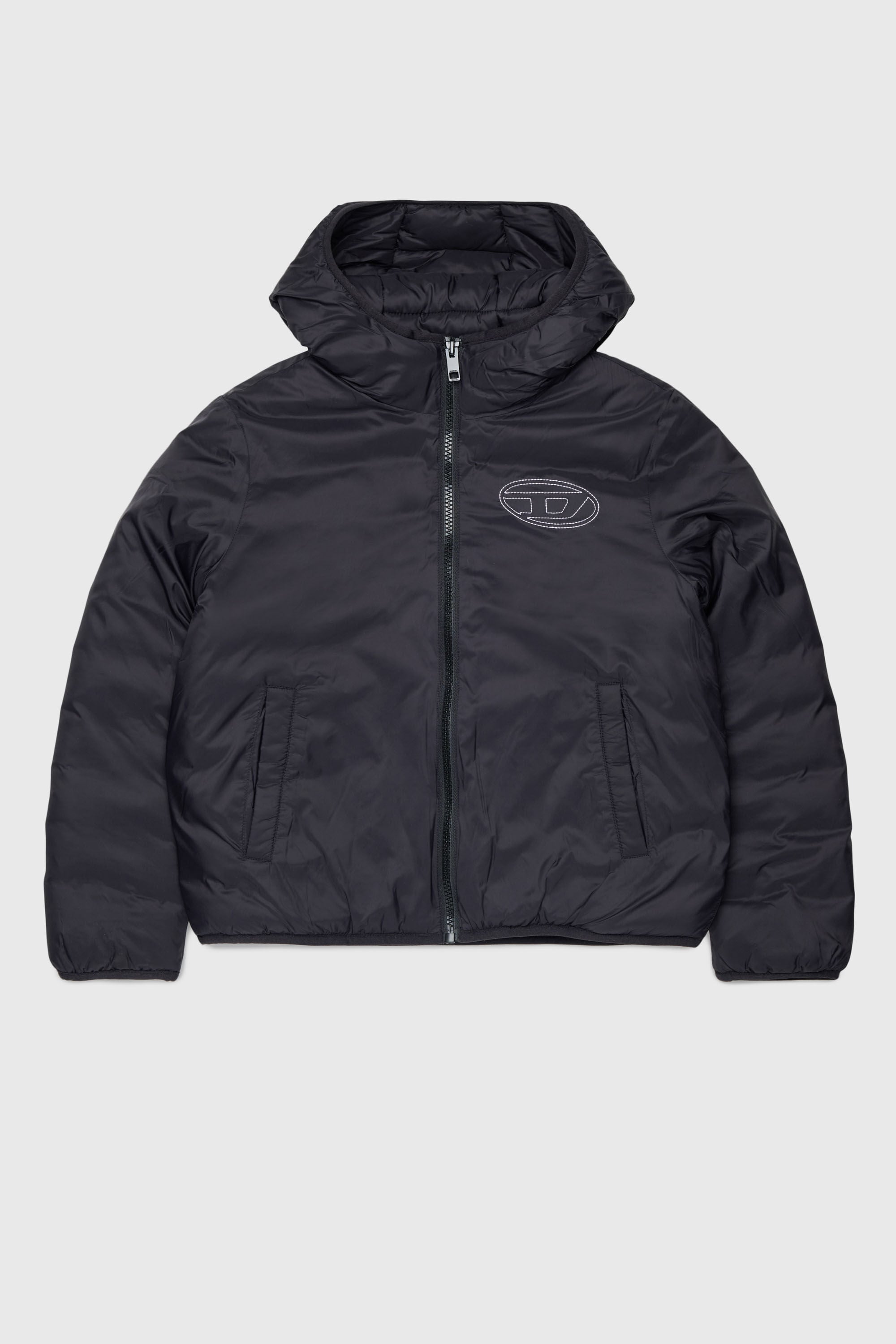 Diesel - JOSIPLS, Unisex Kapuzjacke aus wattiertem Nylon in Schwarz - 1