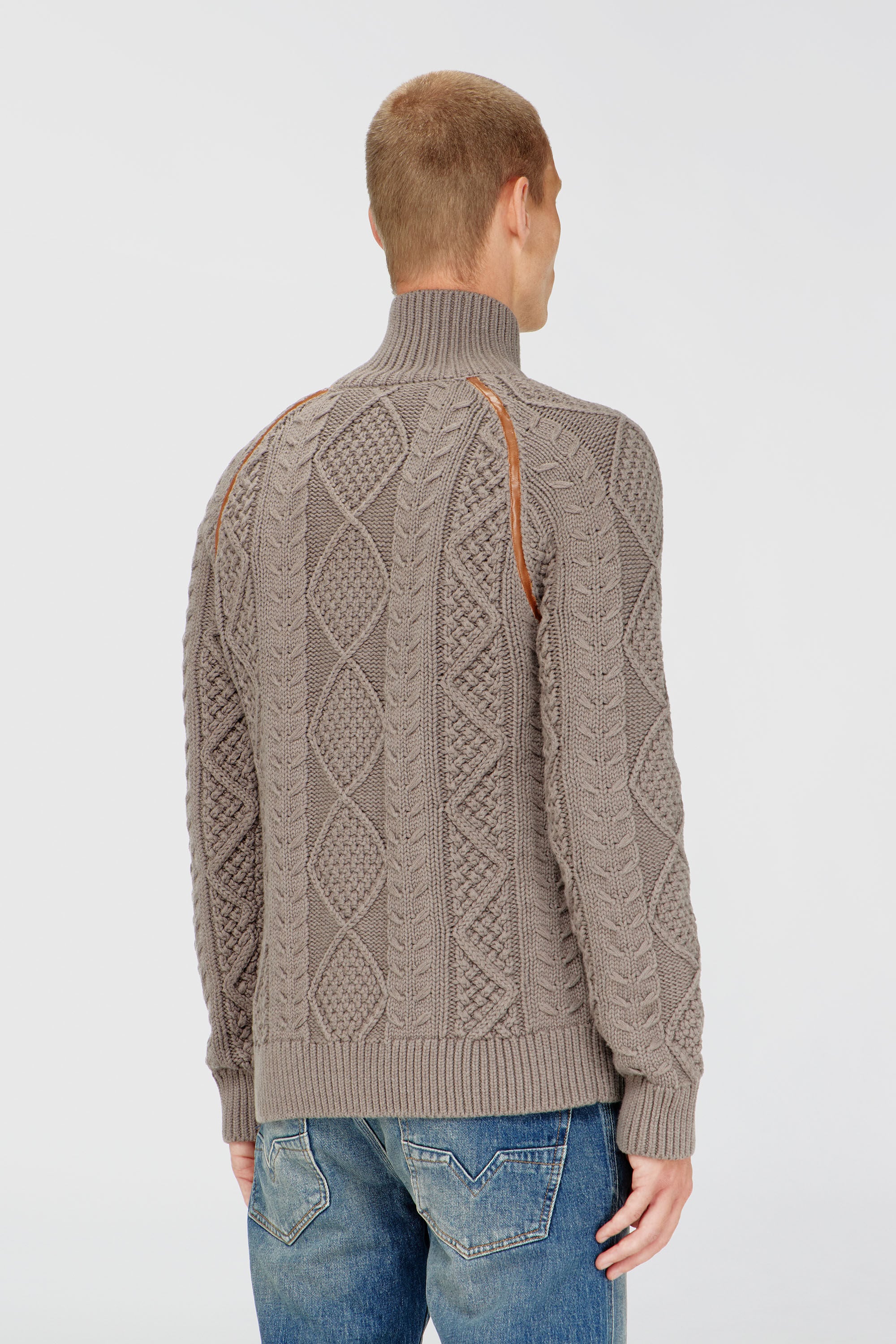 Diesel - K-INOKI, Herren Zip-Cardigan aus Zopfmusterstrick in Grau - 4