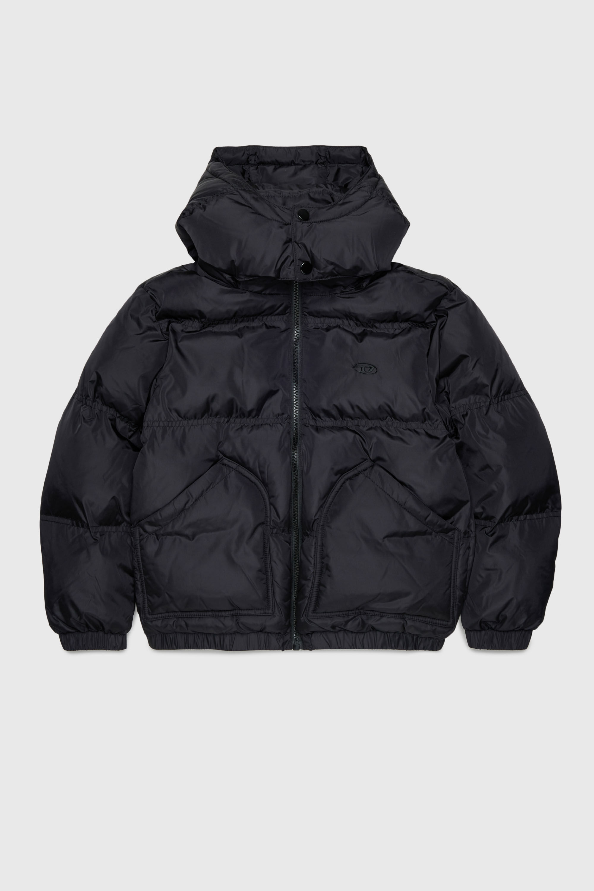 Diesel - JRIVON, Unisex Steppjacke mit Kapuze und oversized Taschen in Schwarz - 1