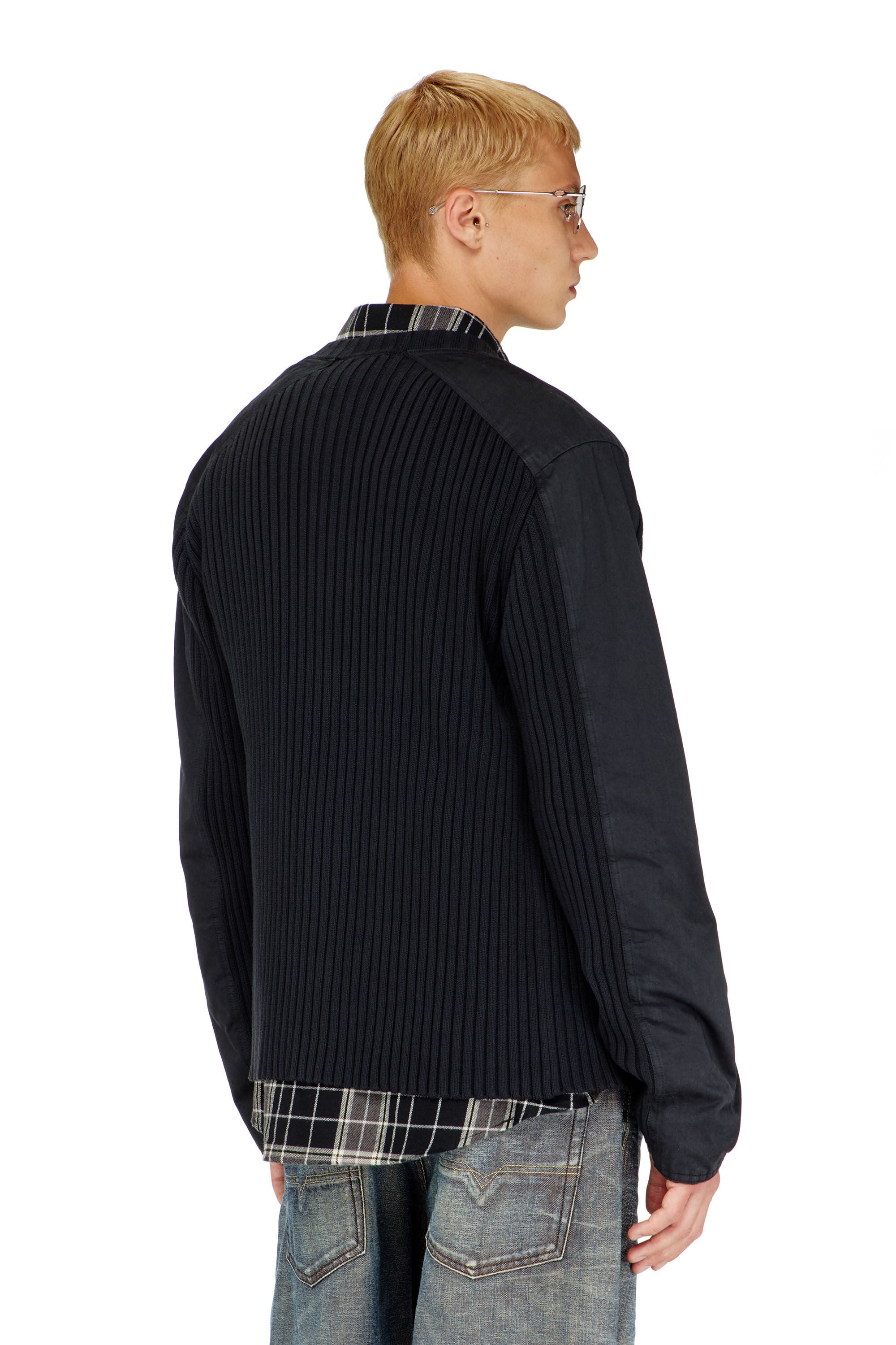 Diesel - K-MATTY, Herren Rei&szlig;verschluss-Cardigan mit Utility-Eins&auml;tzen in Schwarz - 4