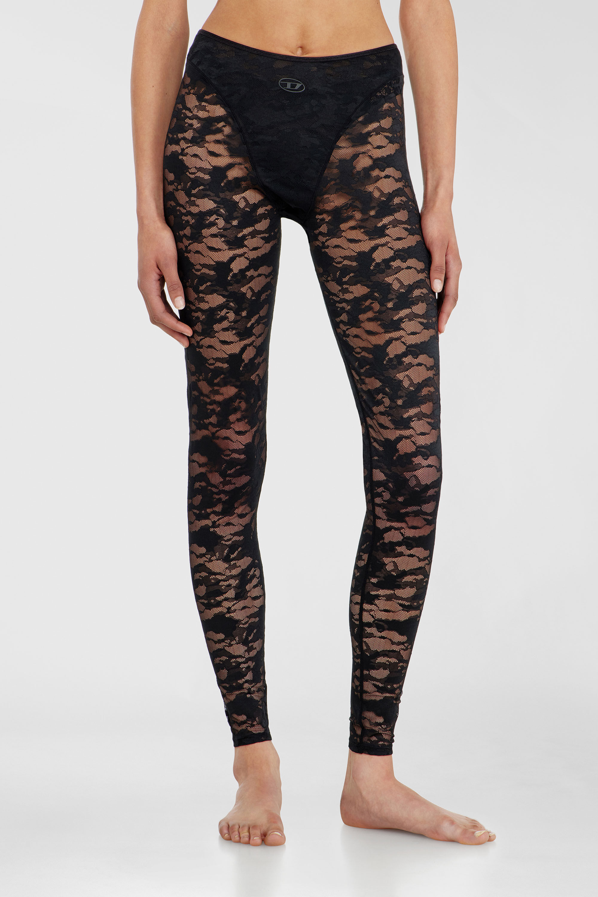 Diesel - HAYLEY-UTLT, Damen Leggings aus Nylon mit camouflage-Spitze in Schwarz - 3