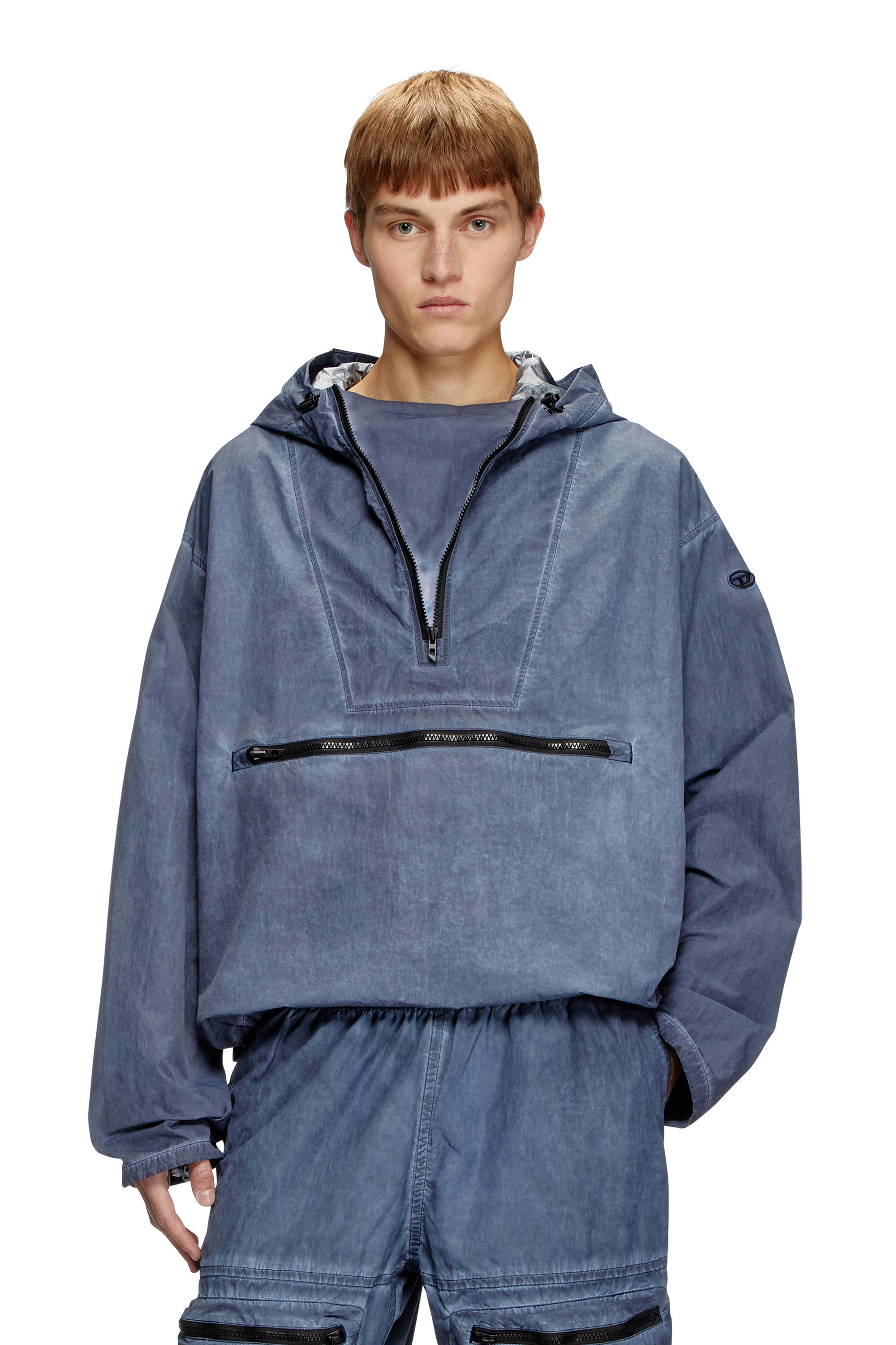 Diesel - J-NOODE-A, Herren Anorak mit Kapuze zum Verstauen in Blau - 3