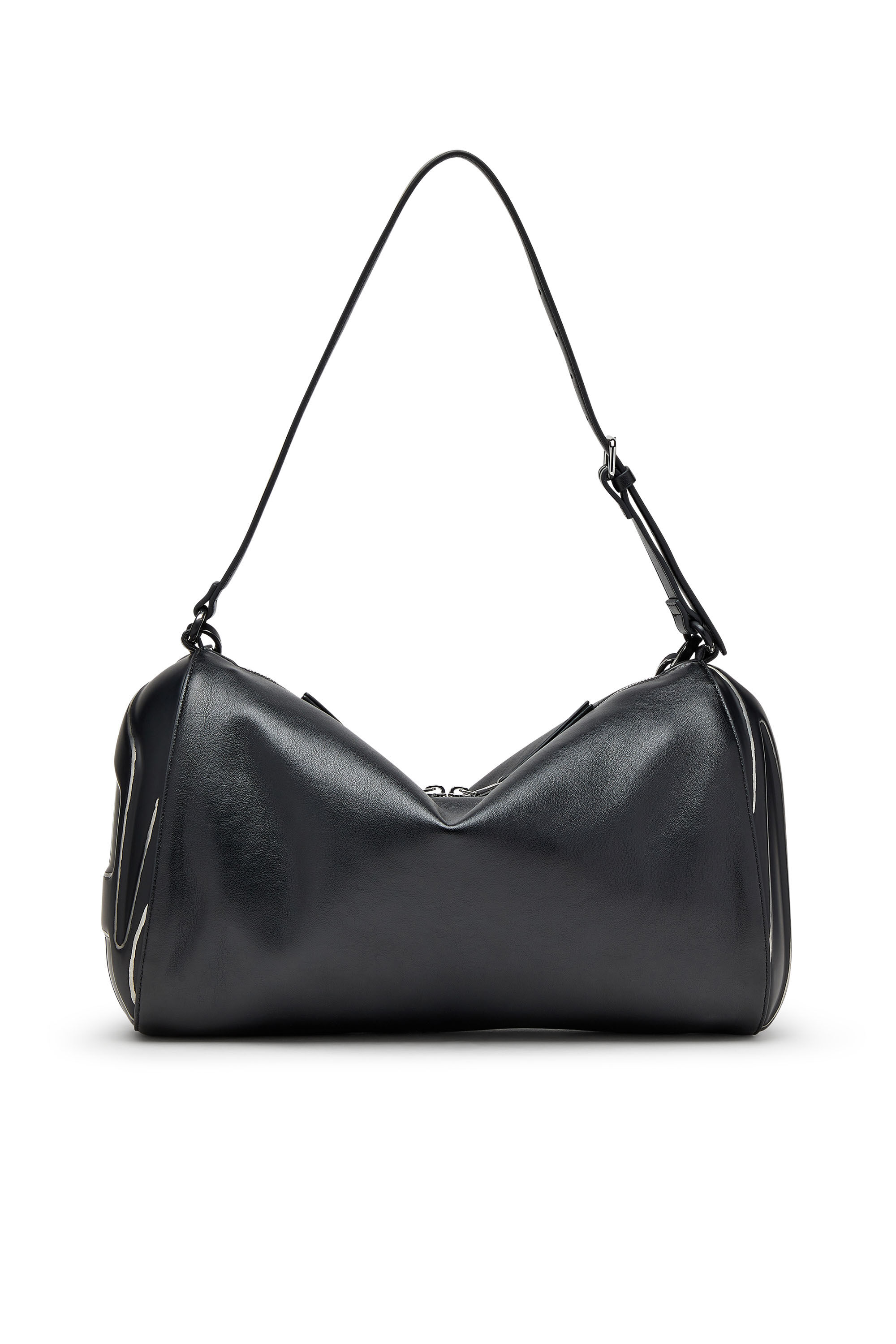 Diesel - LOAD-D SHOULDER BAG X, Unisex Schultertasche aus gebürstetem laminiertem PU in Schwarz - 3