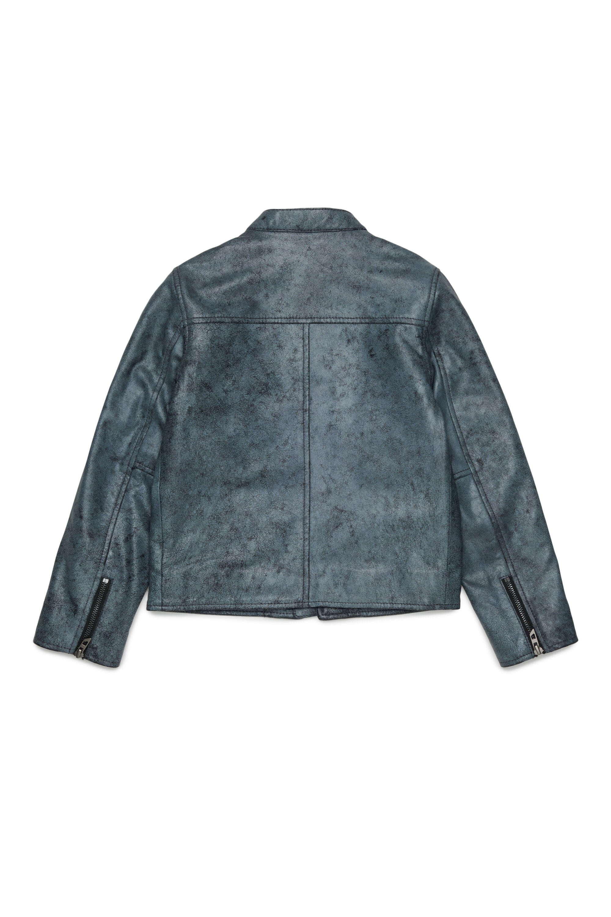 Diesel - JLEVERT, Man's Leather biker jacket with maxi logo in Black - 2