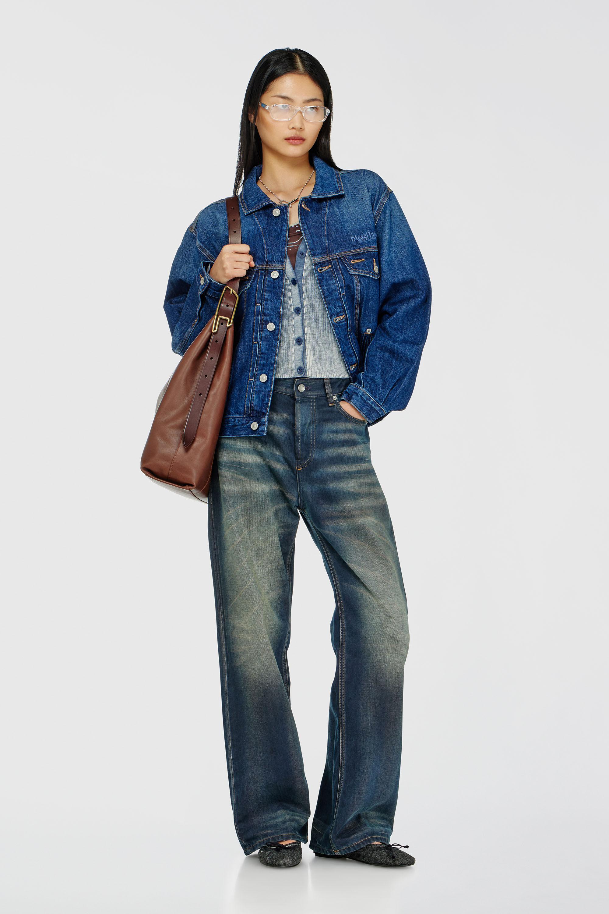 Diesel - D-DENVER, Unisex Trucker-Jacke aus Denim in Mittelblau - 2