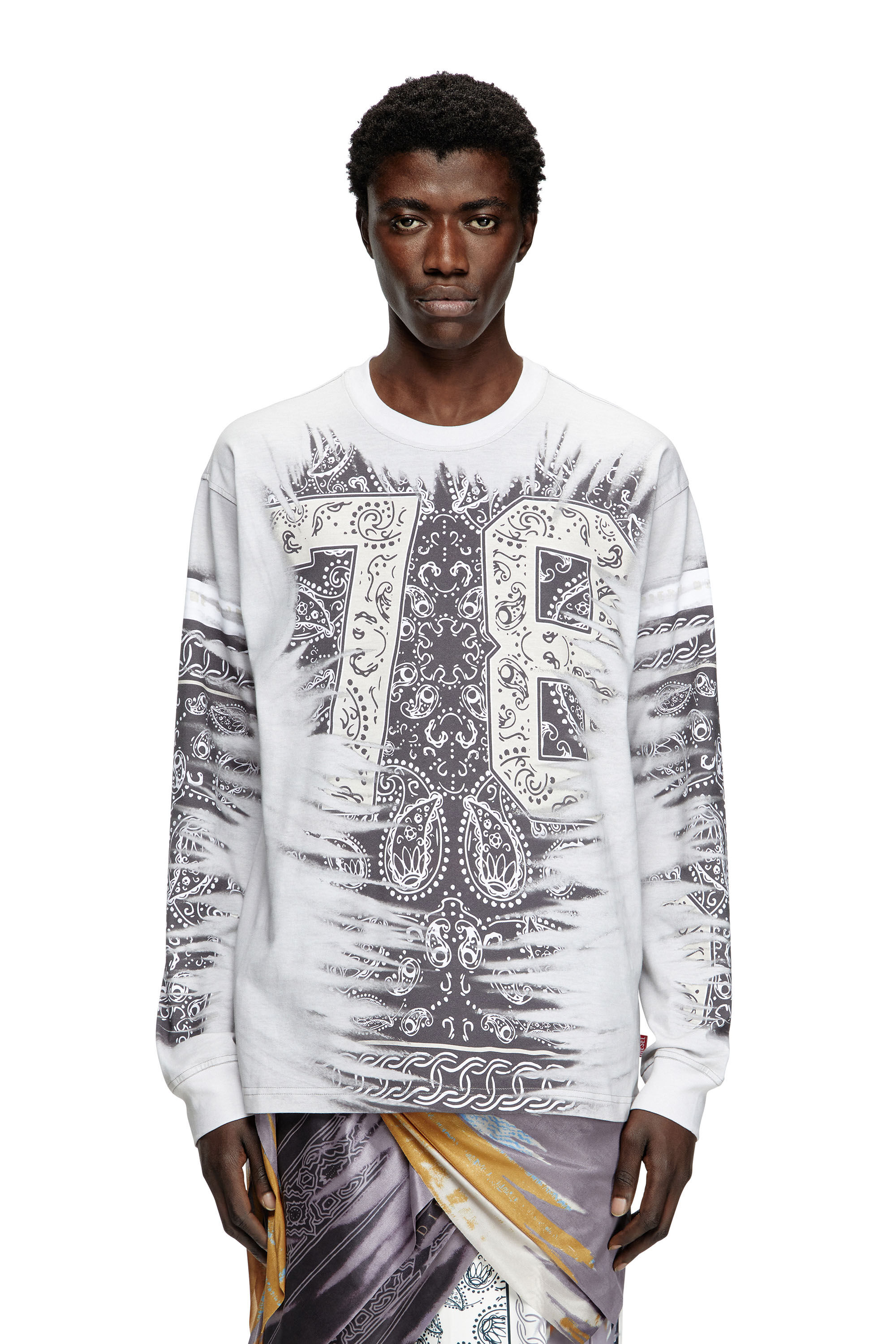 Diesel - T-NORM-LS-R1, Herren Langarm-T-Shirt mit 78-Print in Schwarz/Weiss - 3