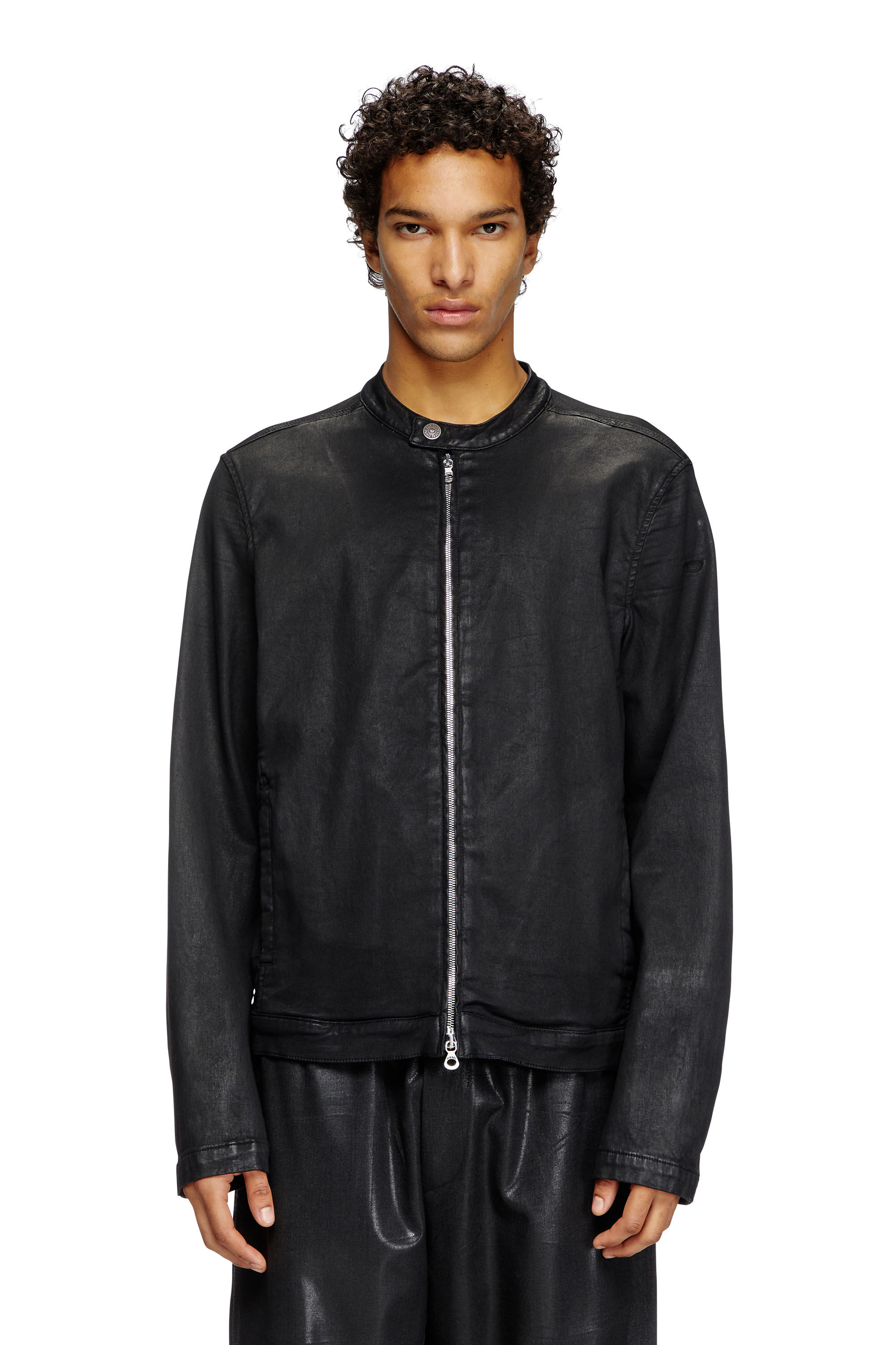Diesel - D-GLORY JOGG, Herren Motorradjacke aus beschichtetem JoggJeans in Schwarz - 3