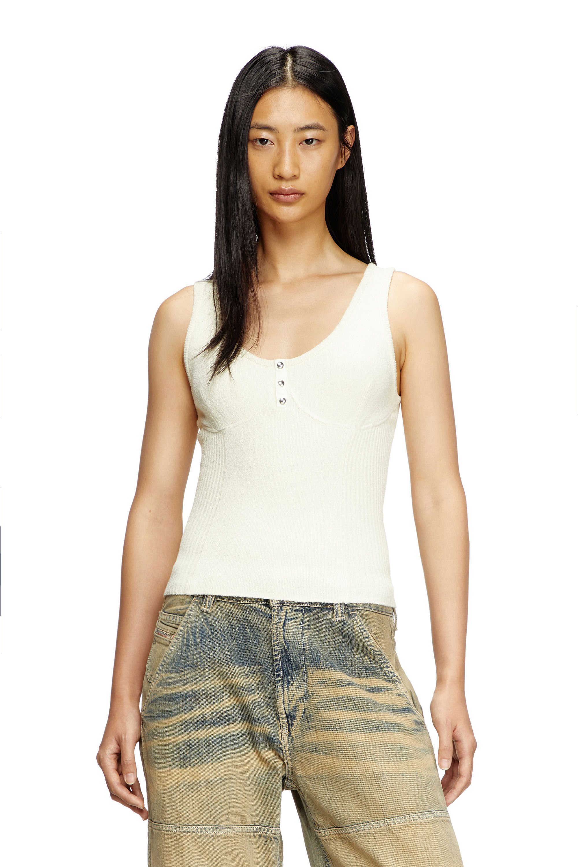 Diesel - M-LIANNE, Damen Strick-Tanktop in Bustier-Optik in Weiß - 3