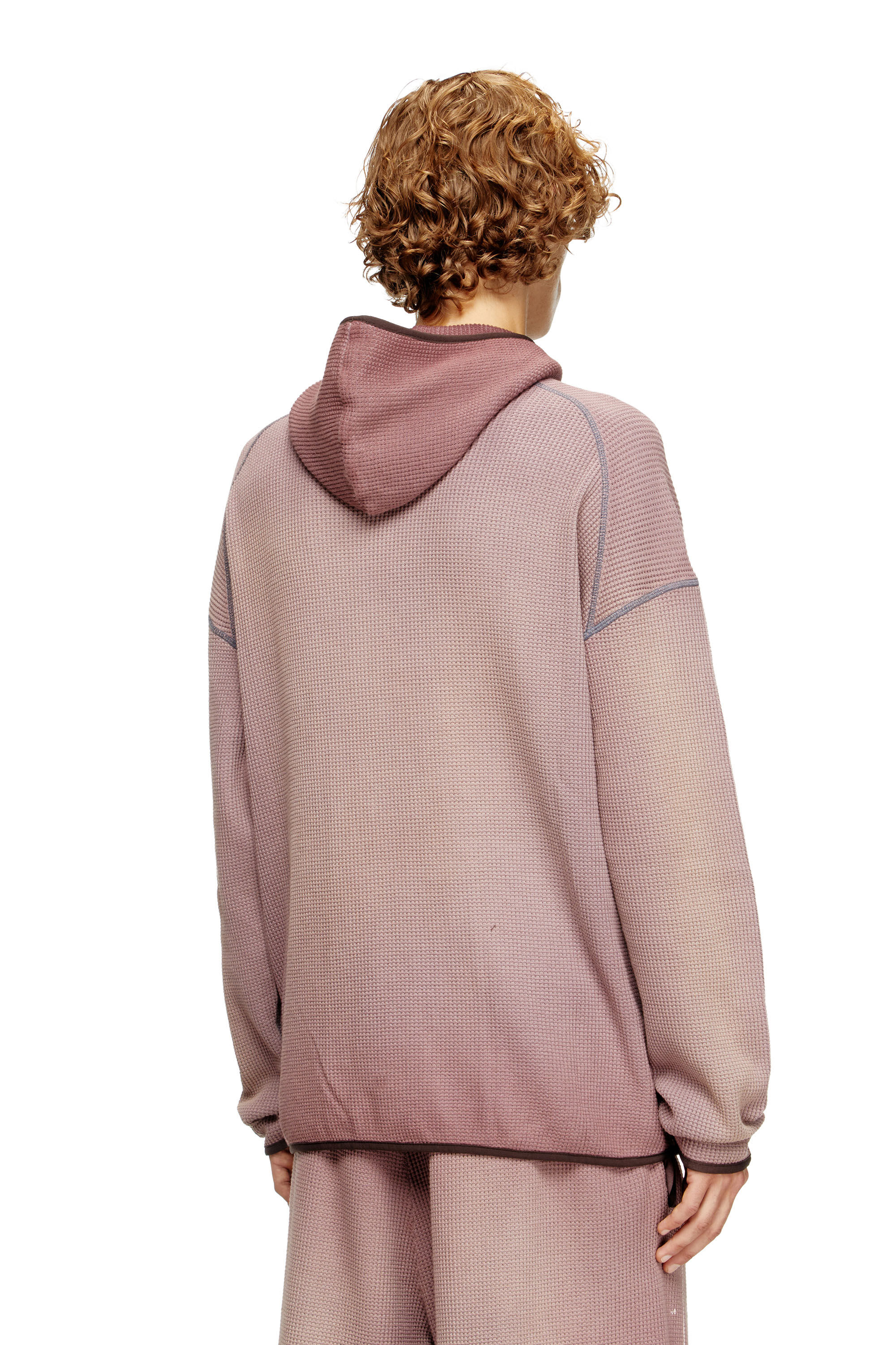 Diesel - S-WAF-HOOD-NEW, Herren Verblasster Waffel-Kapuzenpullover mit Grafik-Print in null - 4