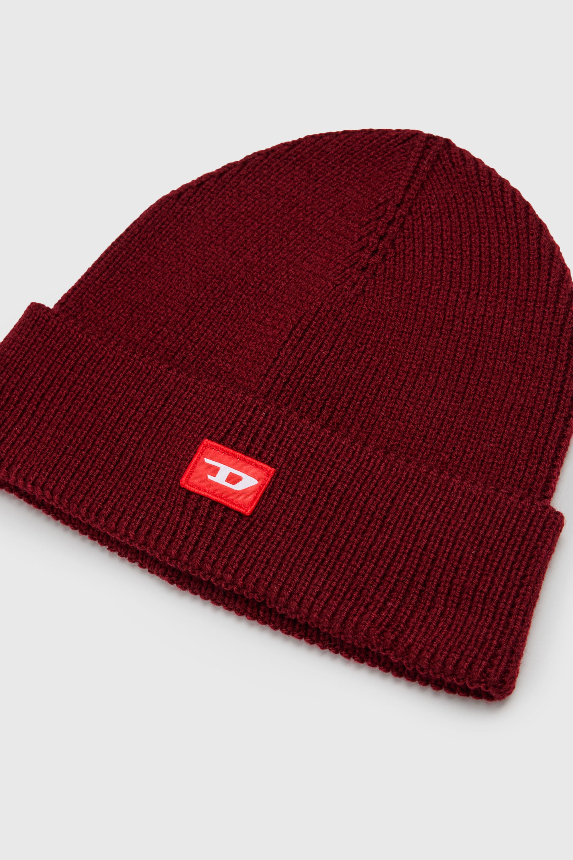Diesel - FLOT, Unisex Beanie aus Wollmischung mit D Logo Patch in Rot - 3