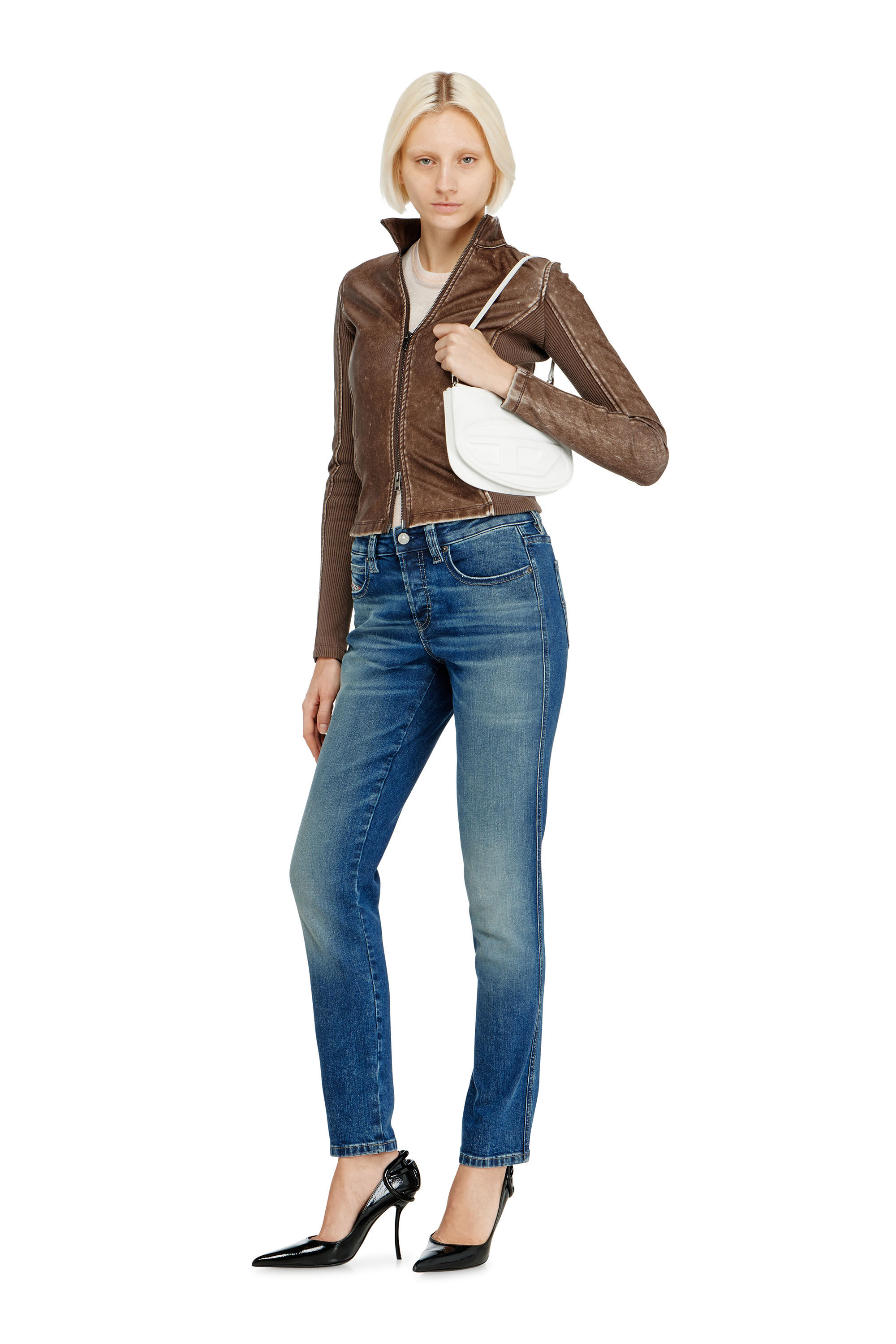 Diesel - 1DR TWIN, Damen 1DR Twin-Schultertasche mit Doppelbeutel aus bedrucktem Leder in Wei&szlig; - 1