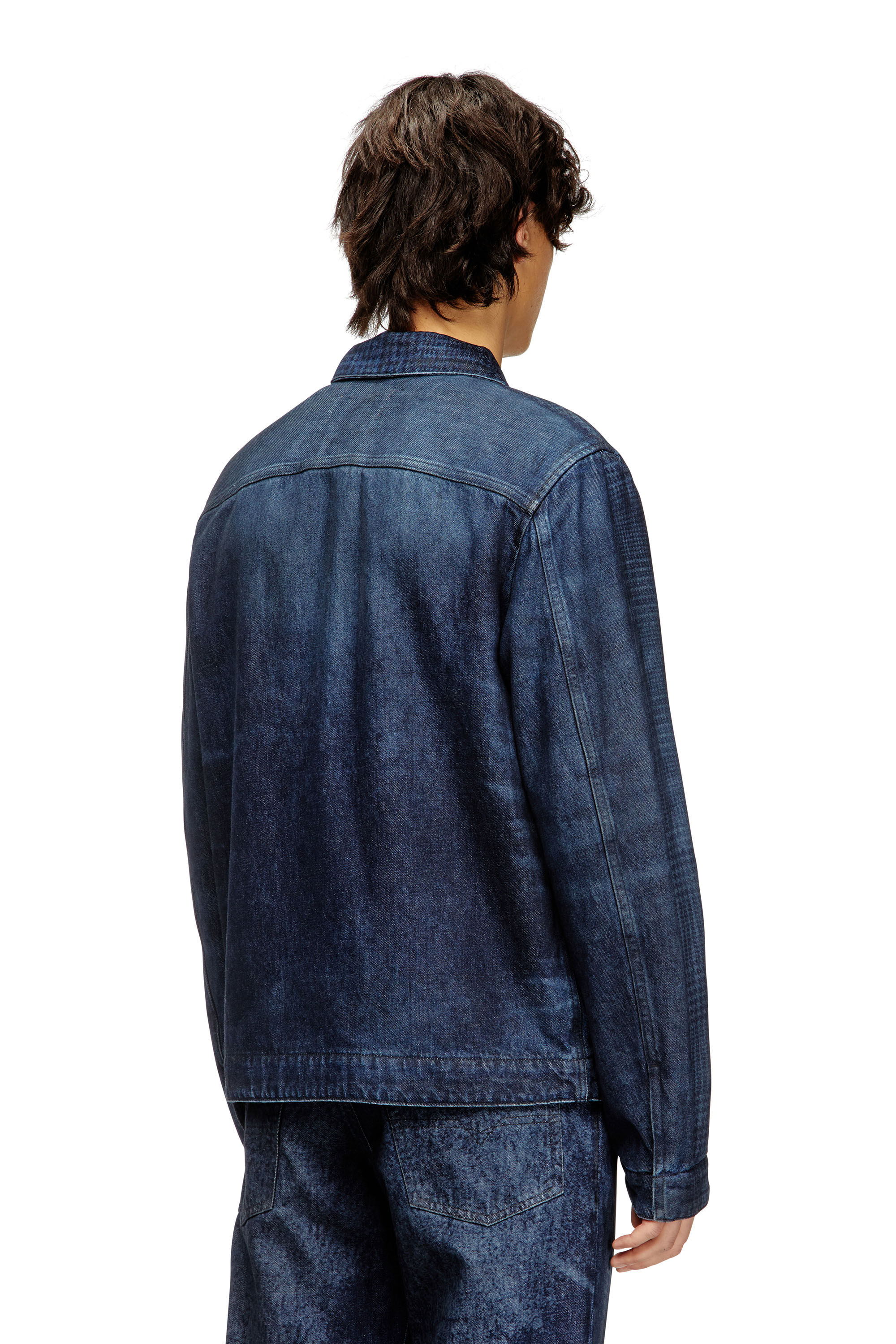 Diesel - D-ROHEEN-S, Herren Jacke aus Prince-of-Wales-Denim in Dunkelblau - 4