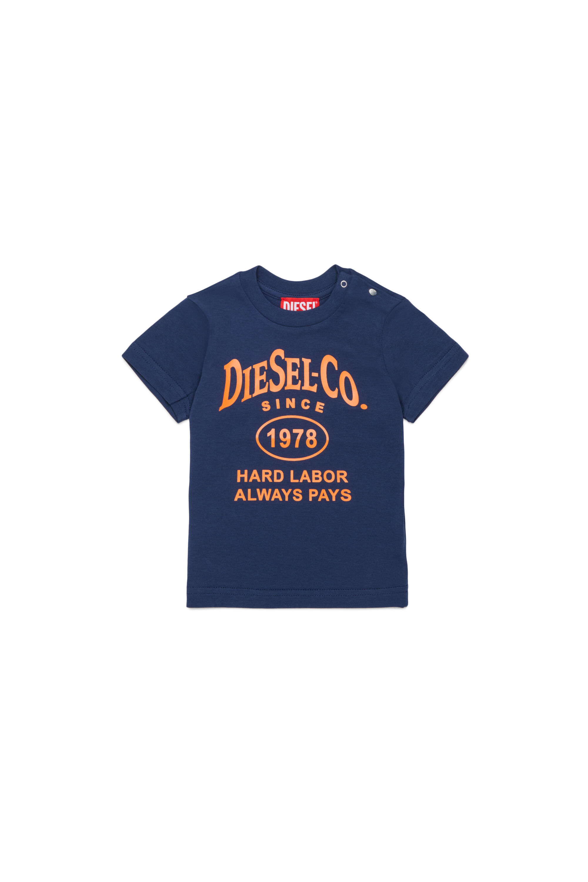 Diesel - TSINB, Man's Cotton T-shirt with slogan print in Dark Blue - 1
