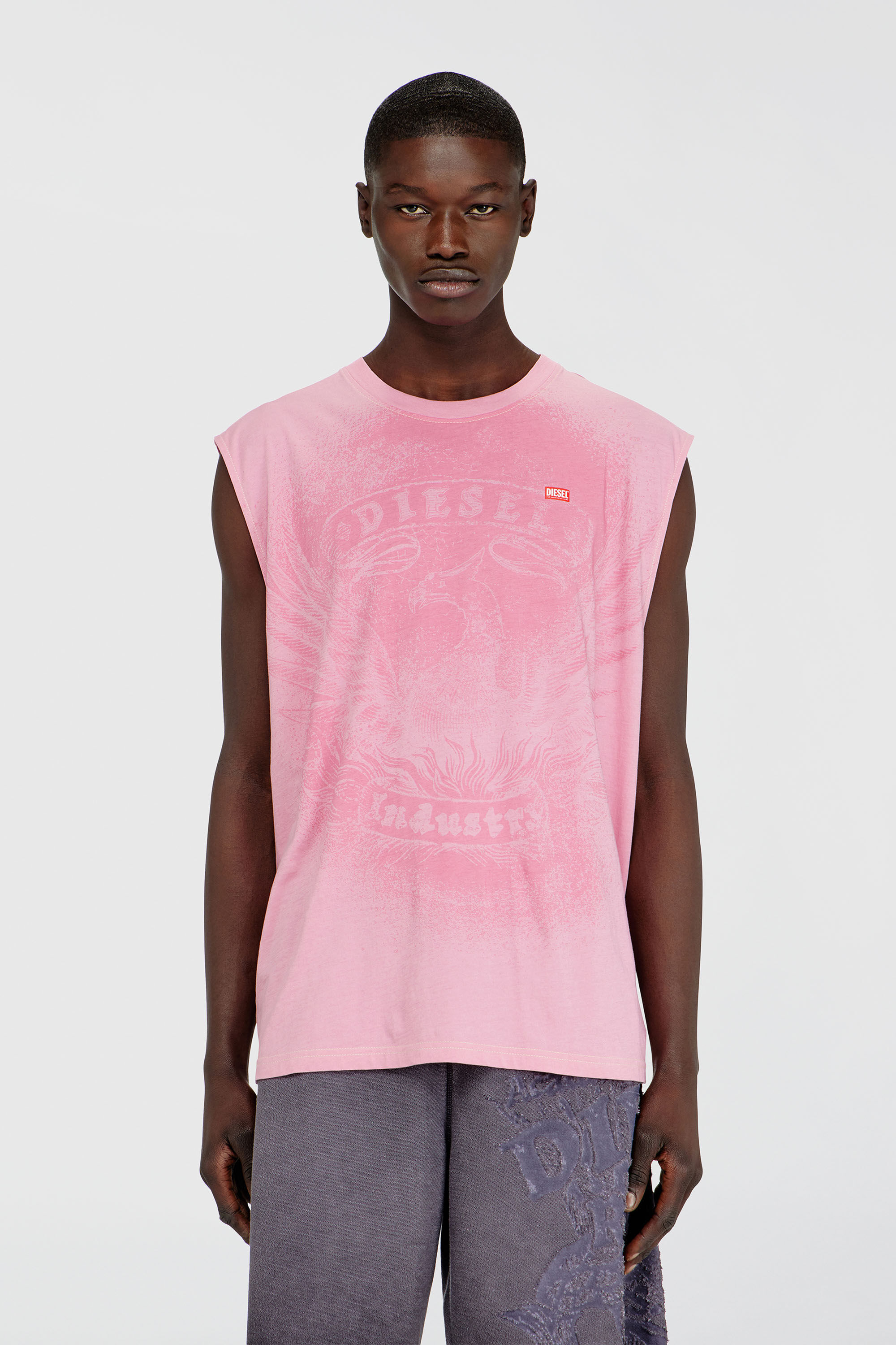Diesel - T-BOXT-SL-NOTCH, Herren &Auml;rmelloses Top aus Baumwolle mit tonaler Grafik in Rosa - 3