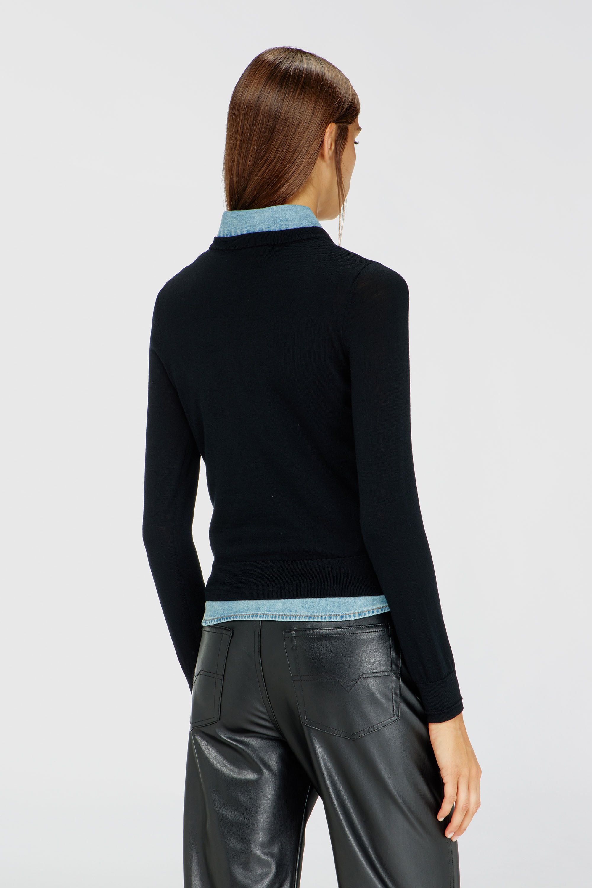 Diesel - M-ALINESA, Damen Pullover aus Wolle mit Cut-out-Logo in Schwarz - 4