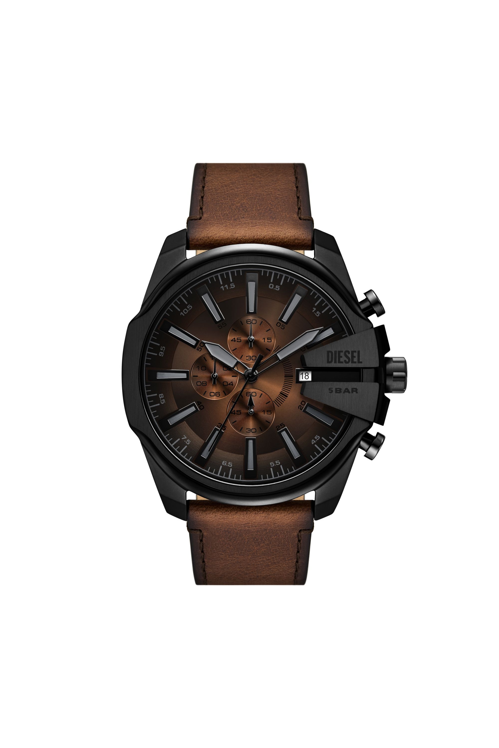 Diesel - DZ4692 WATCH, Herren Mega Chief Slim Armbanduhr aus braunem Leder in Braun - 1