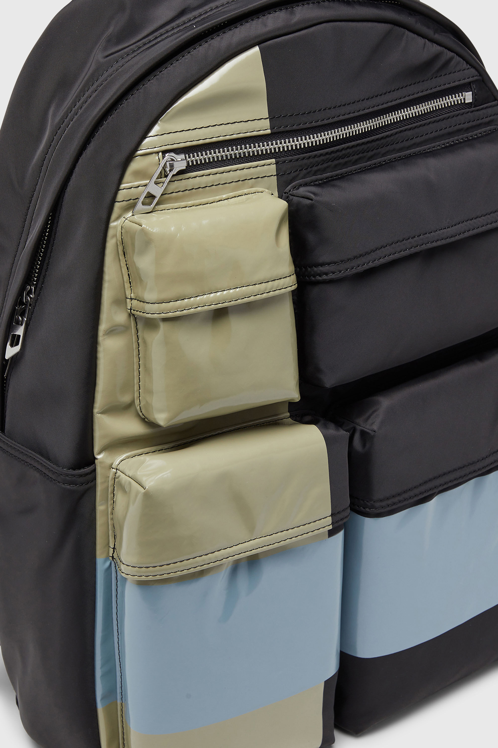 Diesel - MULTI-PKTS BACKPACK X, Unisex Multi-Pkts - Color-block Rucksack mit mehreren Taschen in Schwarz/Gr&uuml;n - 5