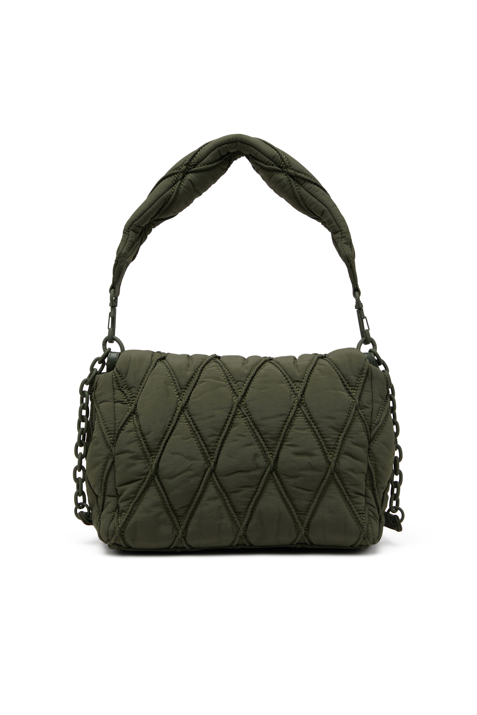 Diesel - CHARM-D SHOULDER M, Damen Charm-D M-Schultertasche aus gestepptem Nylon in Dunkelgrün - 3