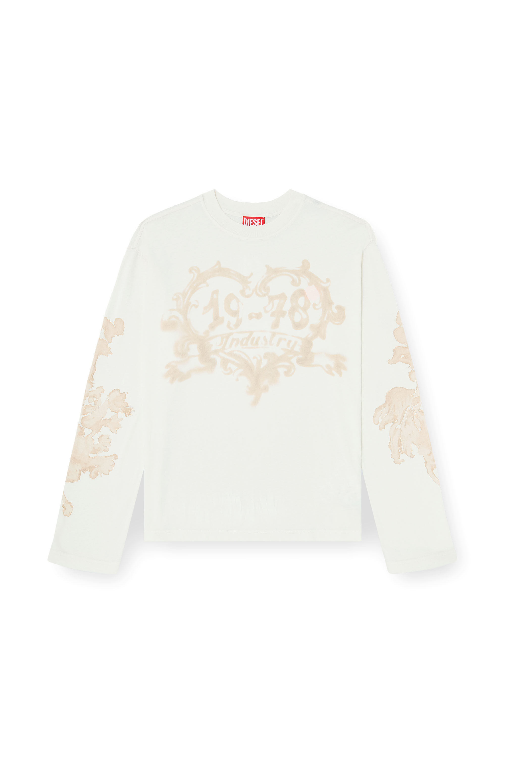 Diesel - T-HILARY-LS-AA1, Damen Langarmshirt aus Baumwolle mit Grafikprint in Weiss/Rosa - 2