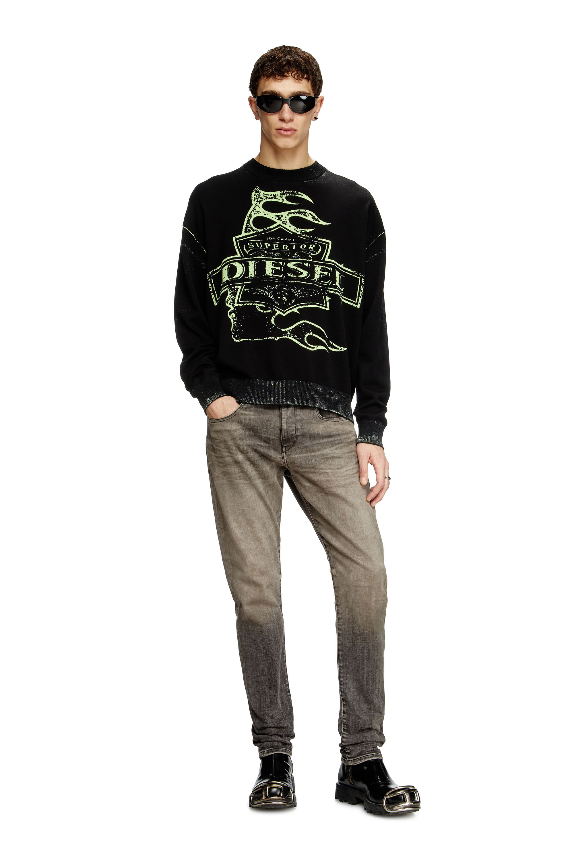 Diesel - K-BELEZ, Herren Logo-Pullover mit Reverse-Print in Schwarz - 1