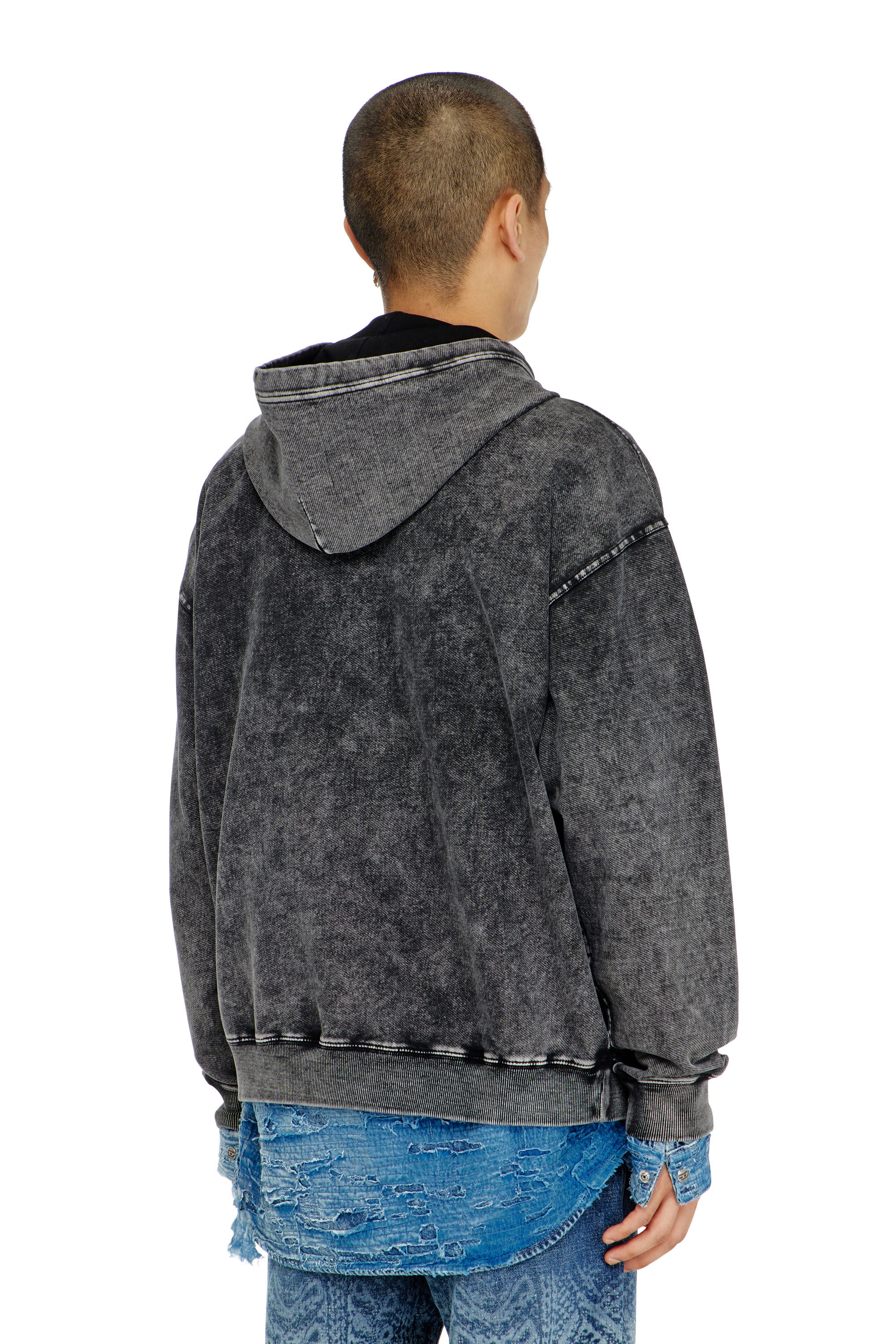 Diesel - S-BOXT-HOOD-TUK, Herren Sweatshirt mit Denim-Effekt-Behandlung in Dunkelgrau - 4