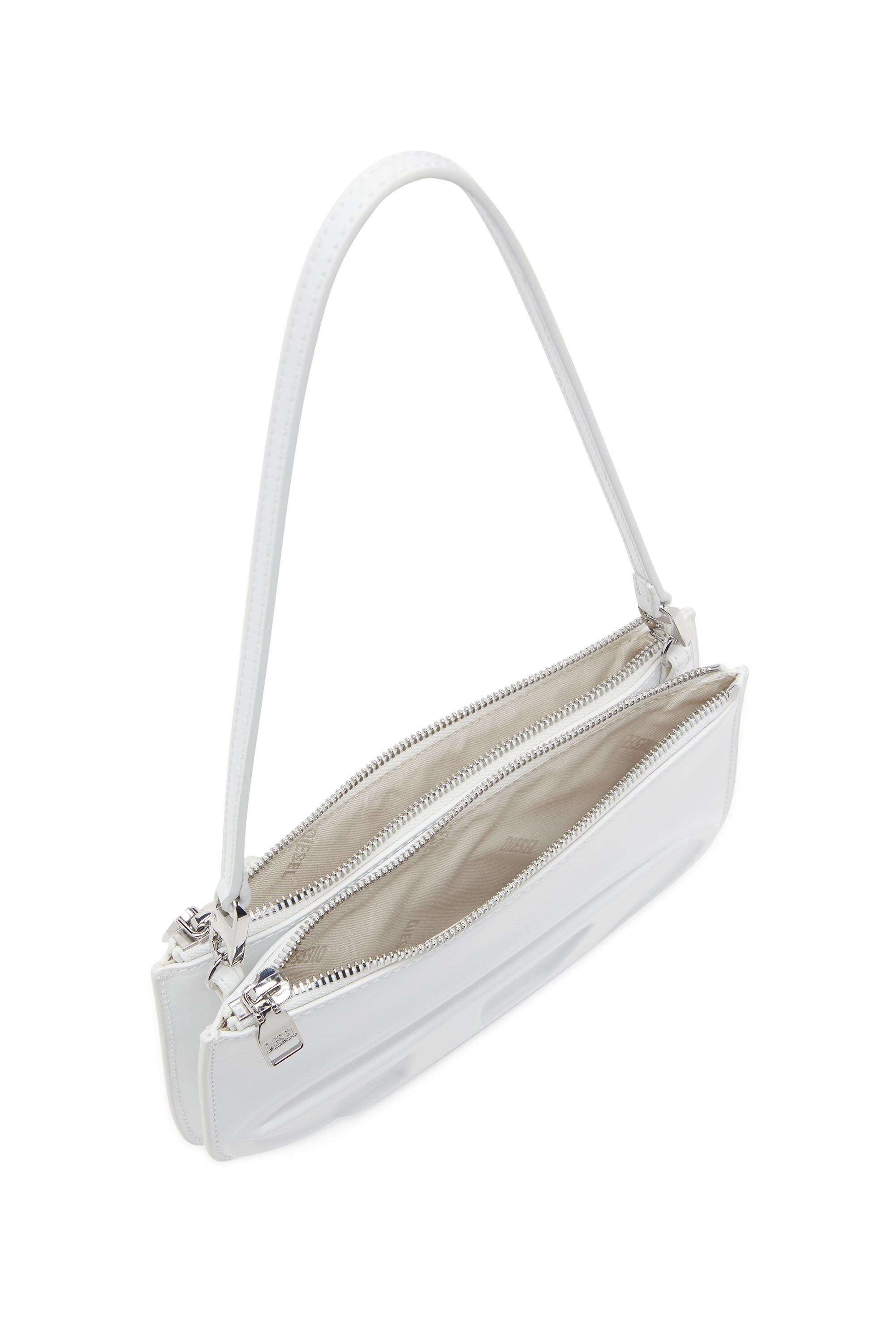 Diesel - 1DR TWIN, Damen 1DR Twin-Schultertasche mit Doppelbeutel aus bedrucktem Leder in Weiß - 5