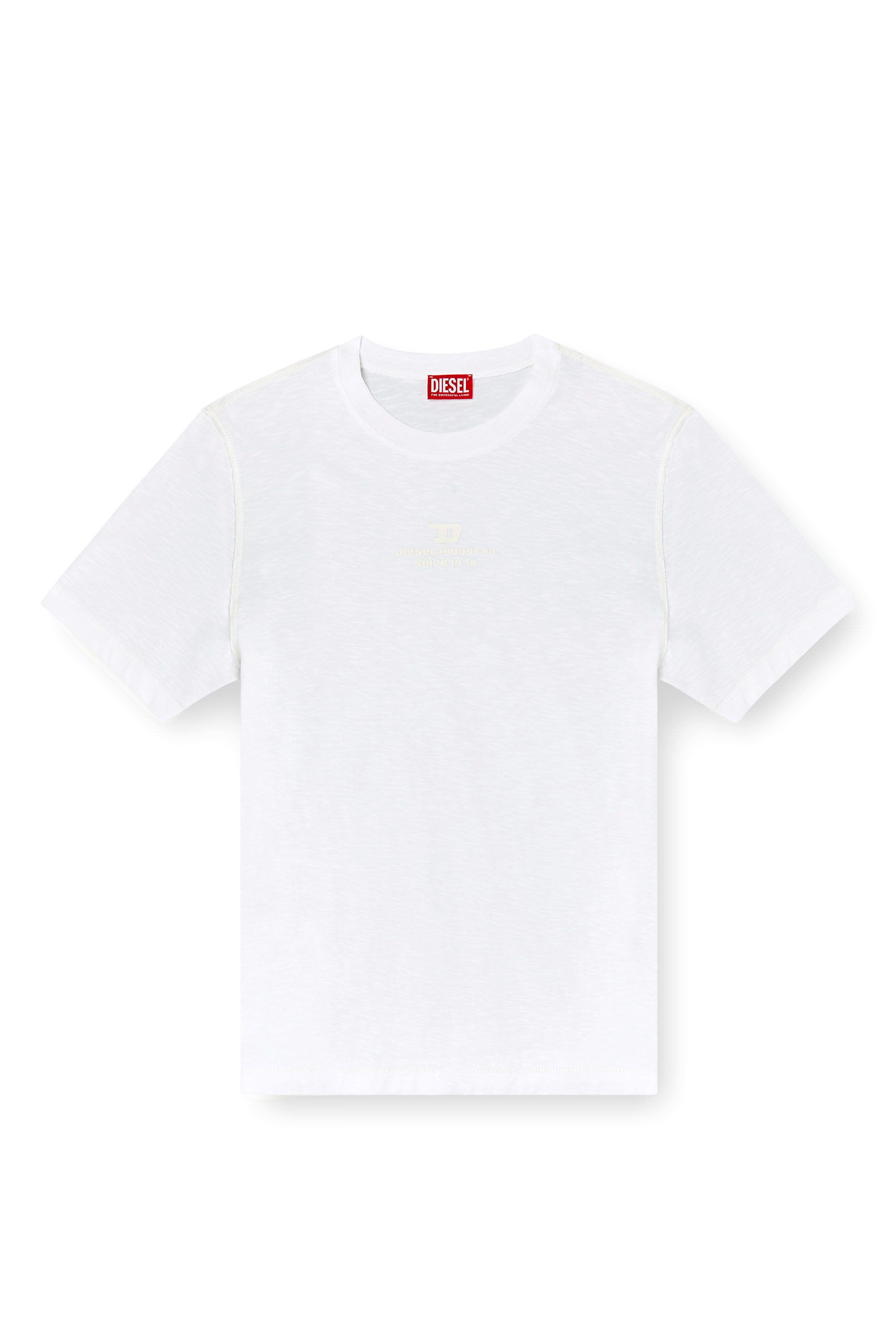 Men's Slub T-shirt with tonal logo print | White | Diesel