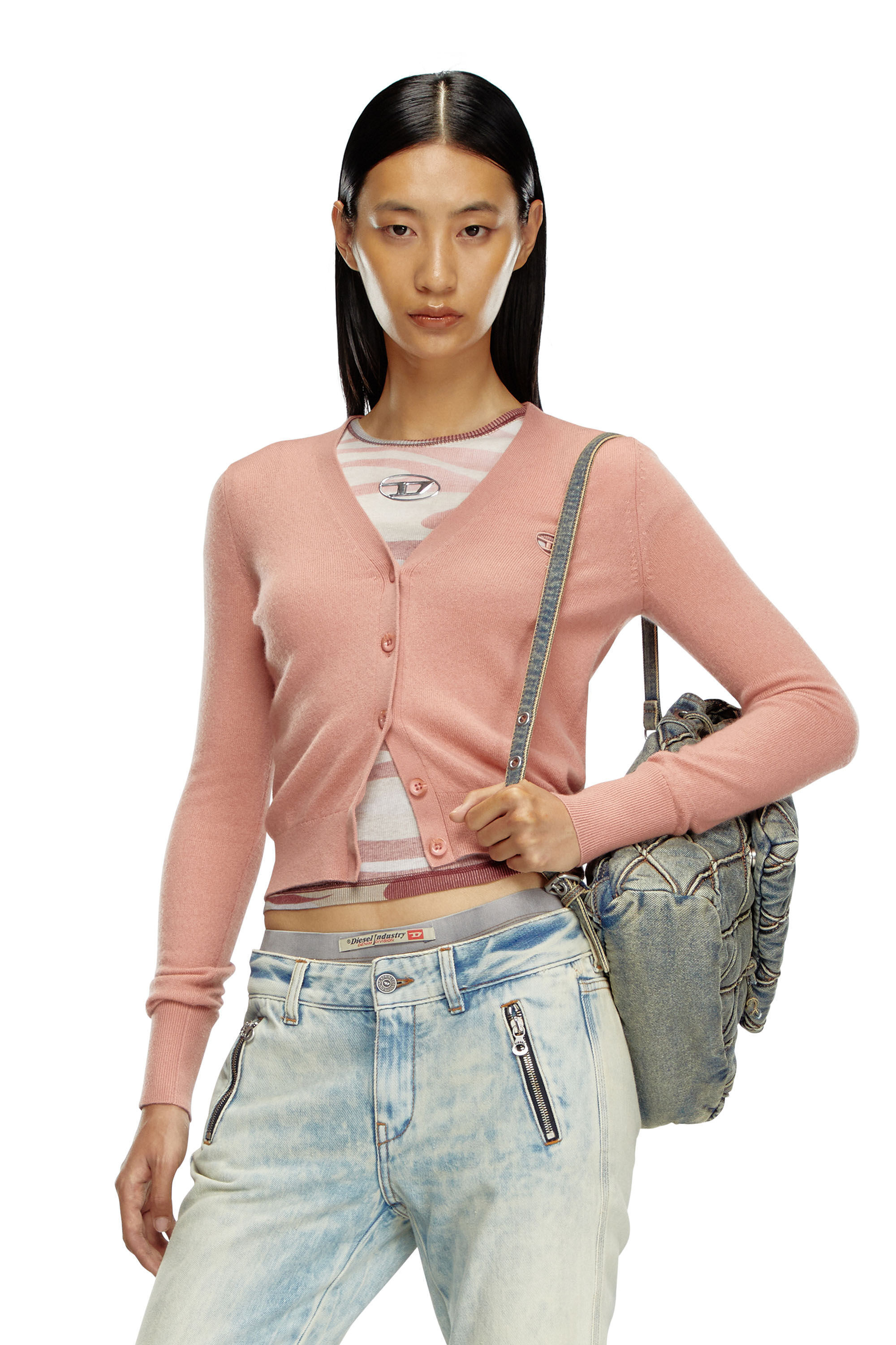 Diesel - M-ARTE, Woman Wool and cashmere cardigan in Pink - Image 3