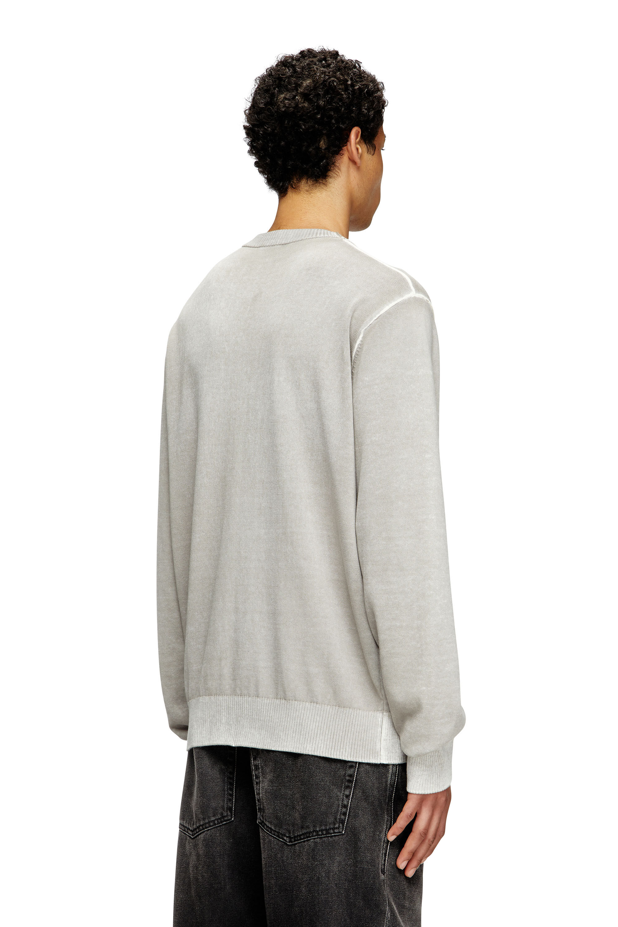 Diesel - K-LARENCE-B, Herren Pullover aus Baumwolle mit Innen-Print in Hellgrau - 4