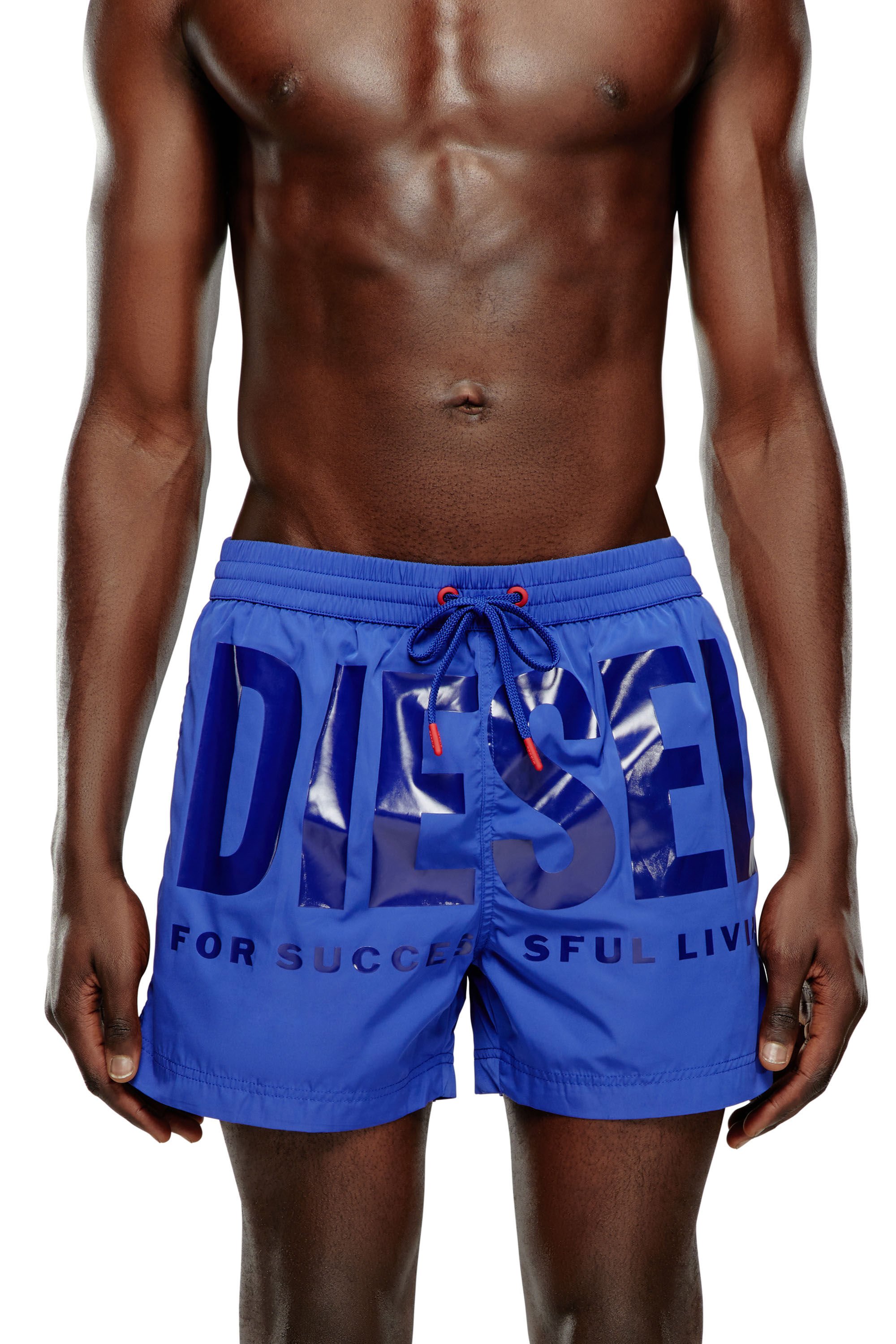 Diesel - BMBX-KEN-37, Man Mid-length swim shorts with tonal logo in Blue - Image 1