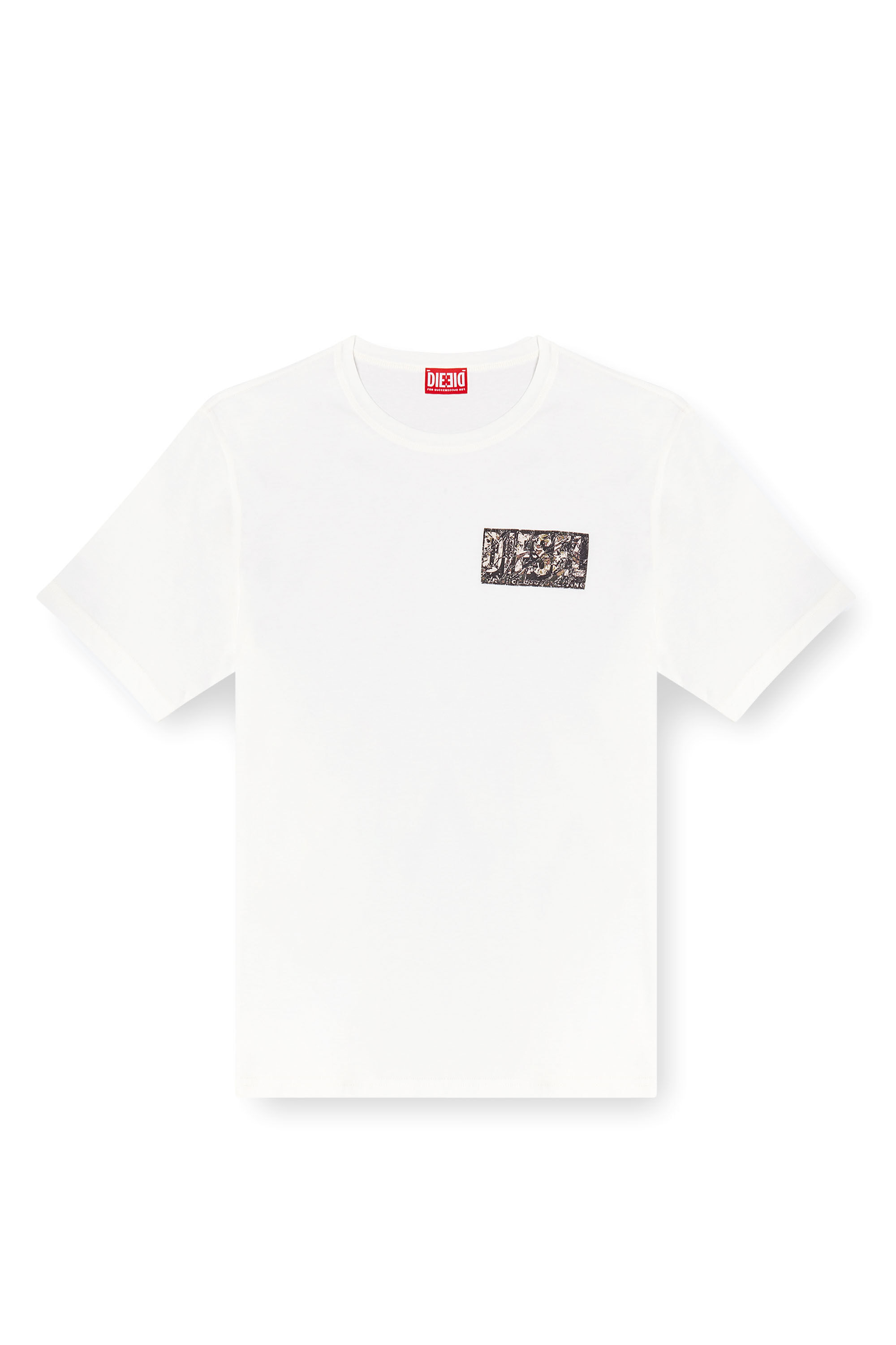 Diesel - T-ADJUST-R19, Herren T-Shirt mit Gabardine-Patch-Logo in Weiß - 2