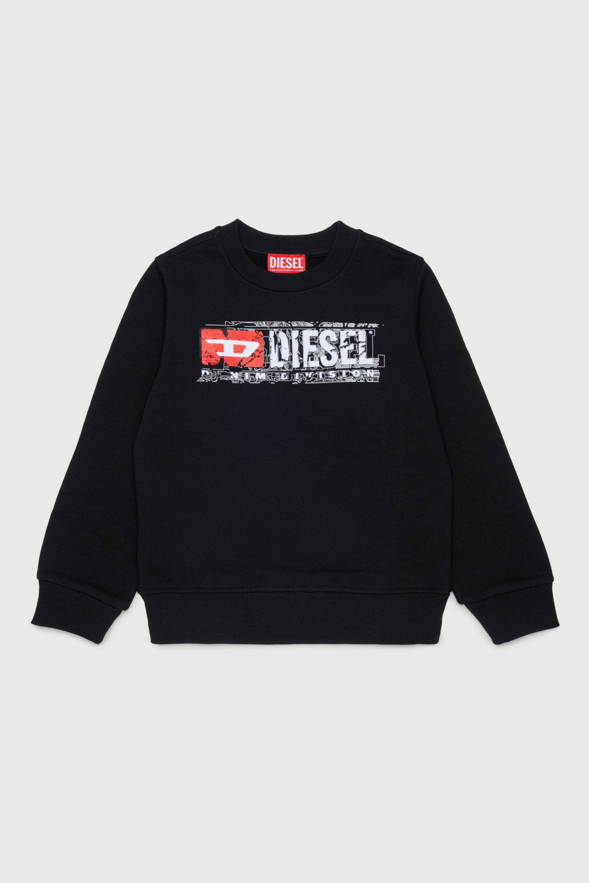 Diesel - SLOMIX, Herren Sweatshirt mit logo im distressed-look in Schwarz - 1