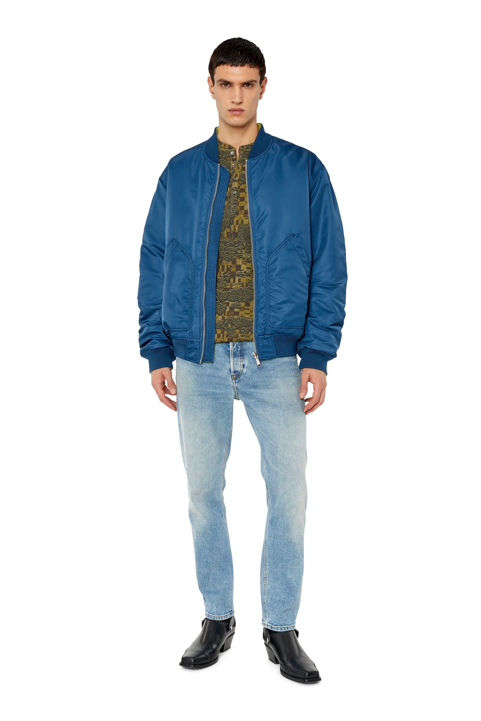 Diesel - J-MATT, Herren Bomberjacke aus wattiertem Nylon zum Wenden in Blau - 1
