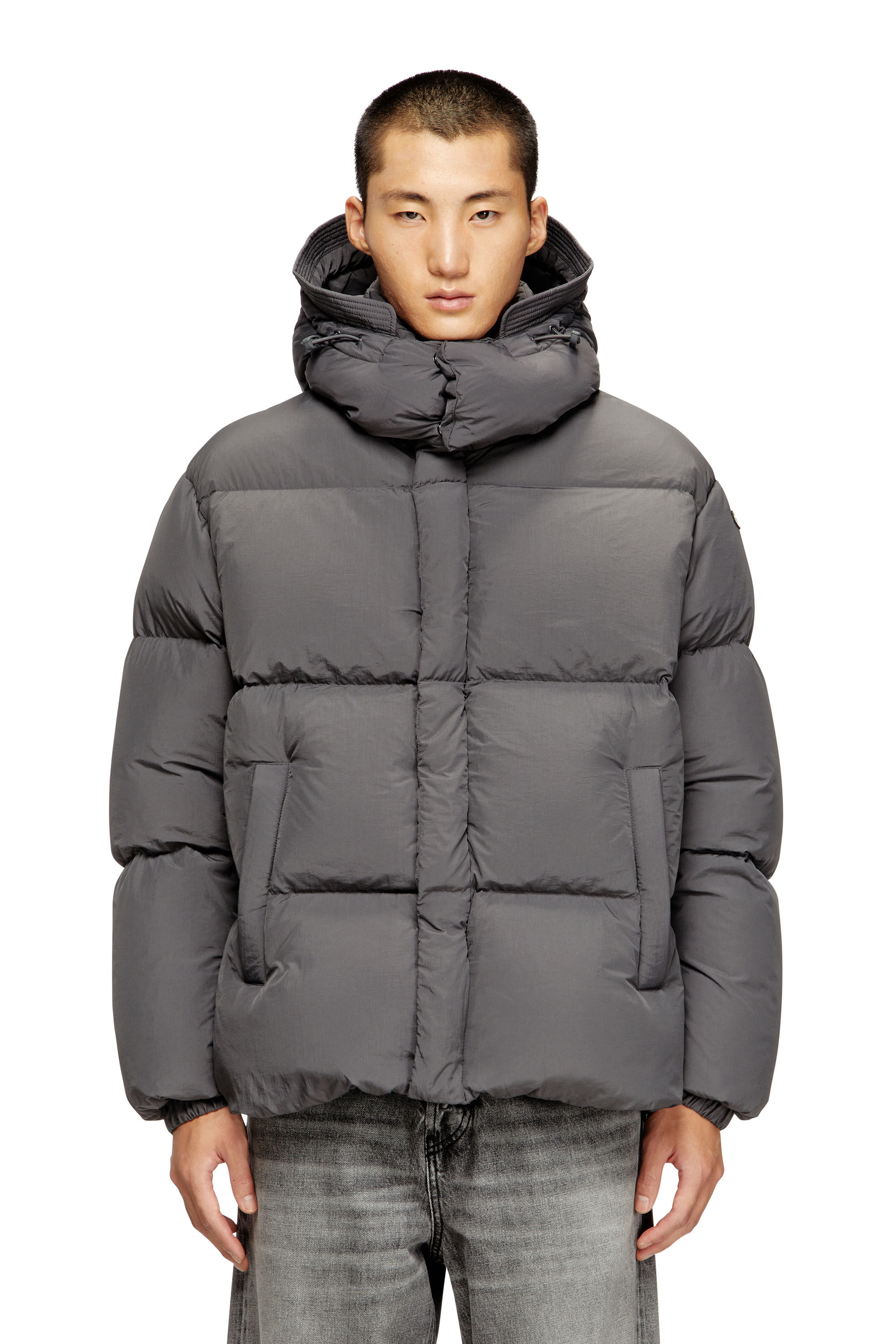Diesel - W-ROLFYS, Herren Daunenjacke aus Recycling-Nylon-Taslan in Grau - 3