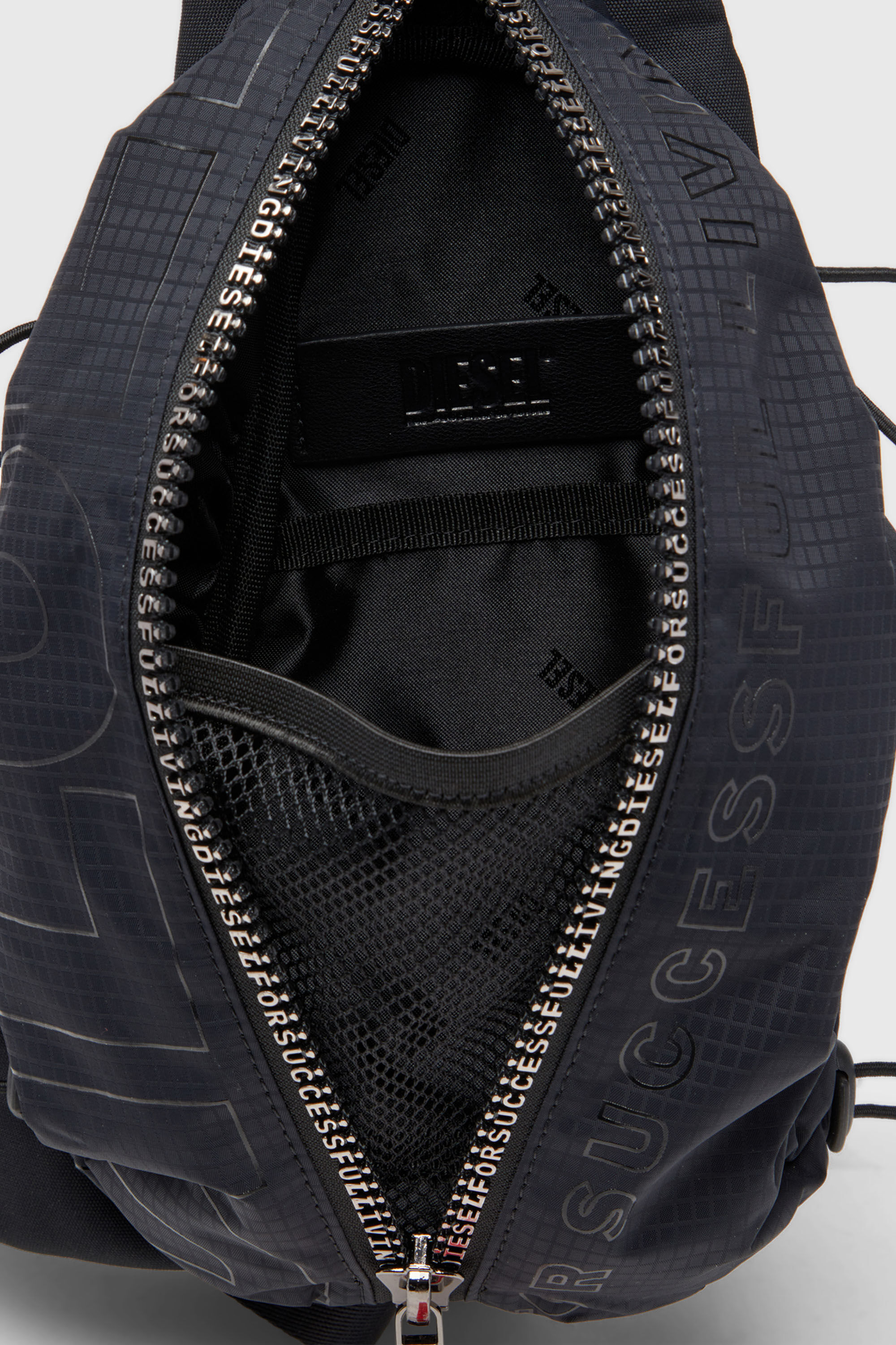 Diesel - ZIP-D CROSSBODY X, Man's Zip-D-Sling bag in check-jacquard shell in Black - 3