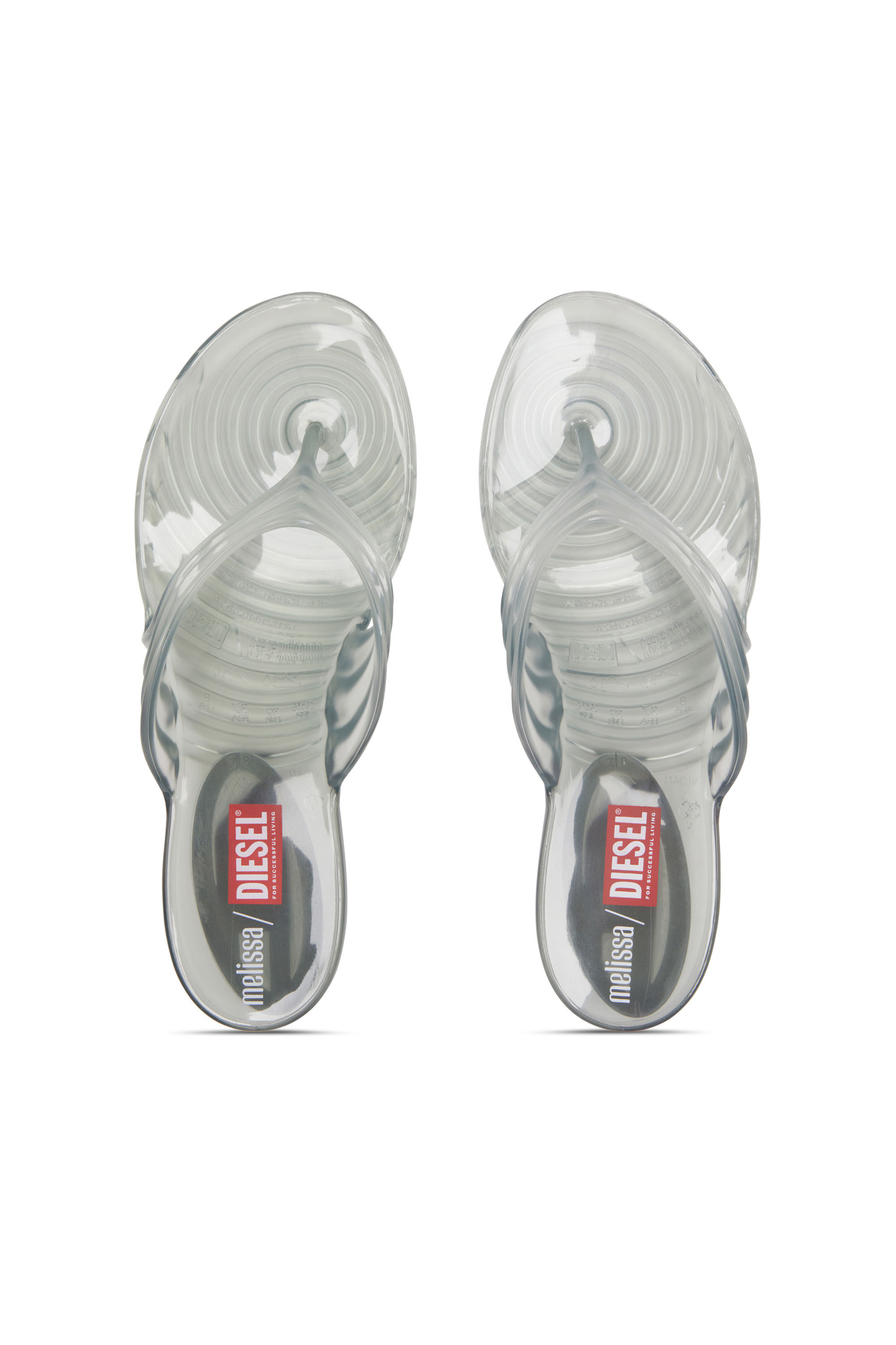 Diesel - MELISSA QUANTUM THONG, Damen K&uuml;nstlerisch gestaltete Flip-Flops aus Melflex&reg; in Hellgrau - 4