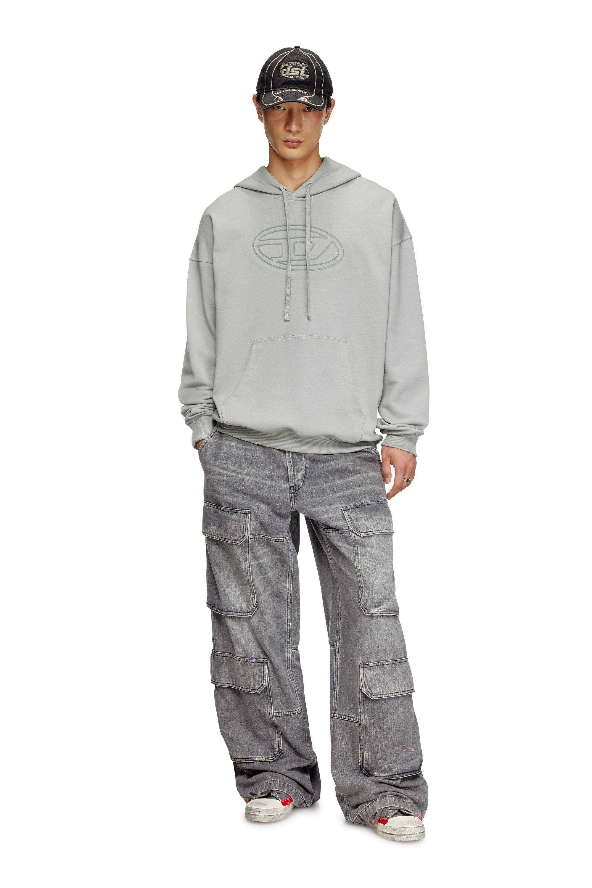 Diesel - S-UMMER-BIGOVAL, Herren Hoodie mit Oval D-Prägung in Hellgrau - 1