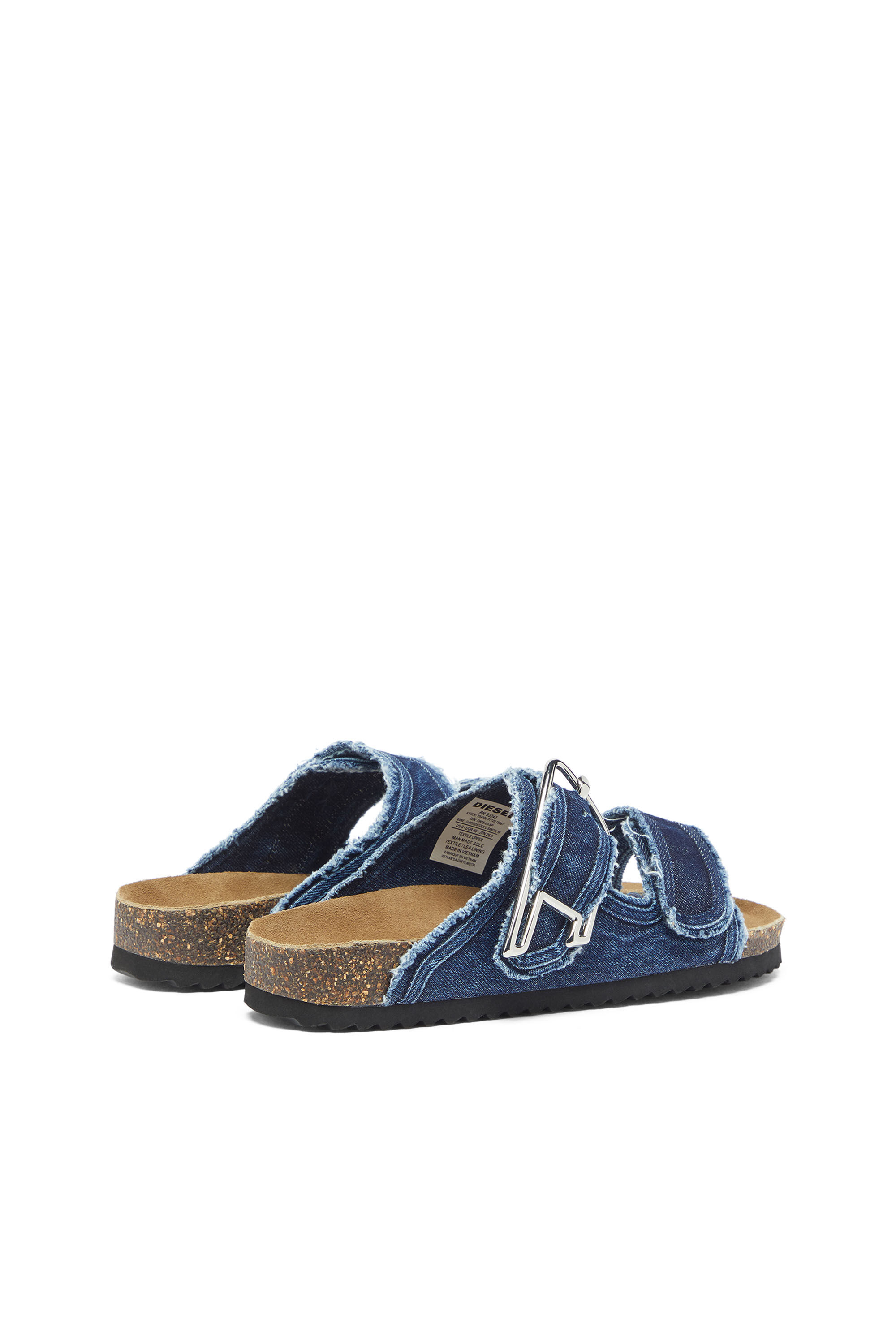 Diesel - D-WOODSTOCK D SANDAL W, Damen D-Woodstock - Sandale mit ausgefransten denim-riemen in Mittelblau - 3