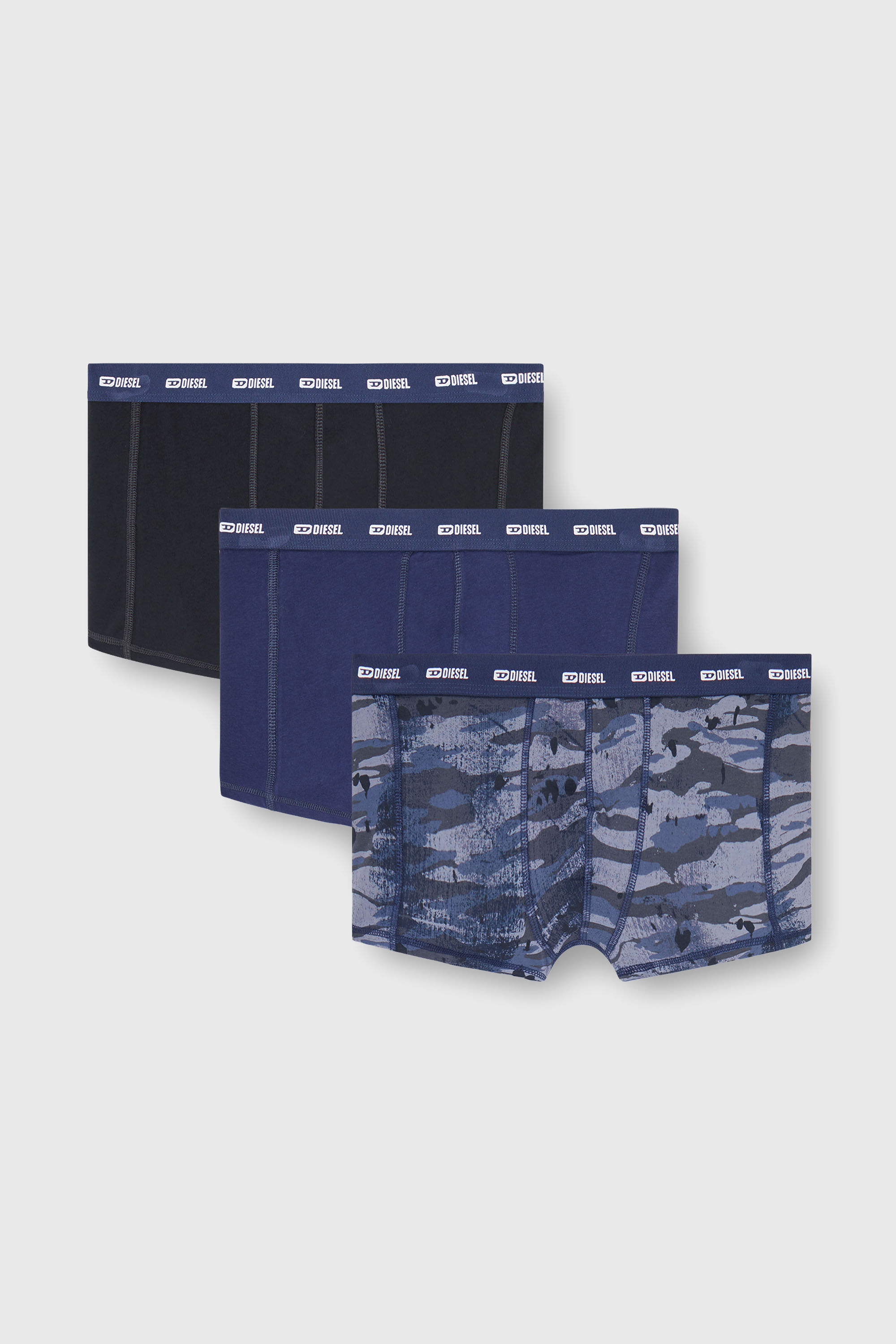 Diesel - DAMIEN-UTLT-3PACK, Herren Einfarbige und Camouflage Retropants im Dreierpack in Blau/Schwarz - 2