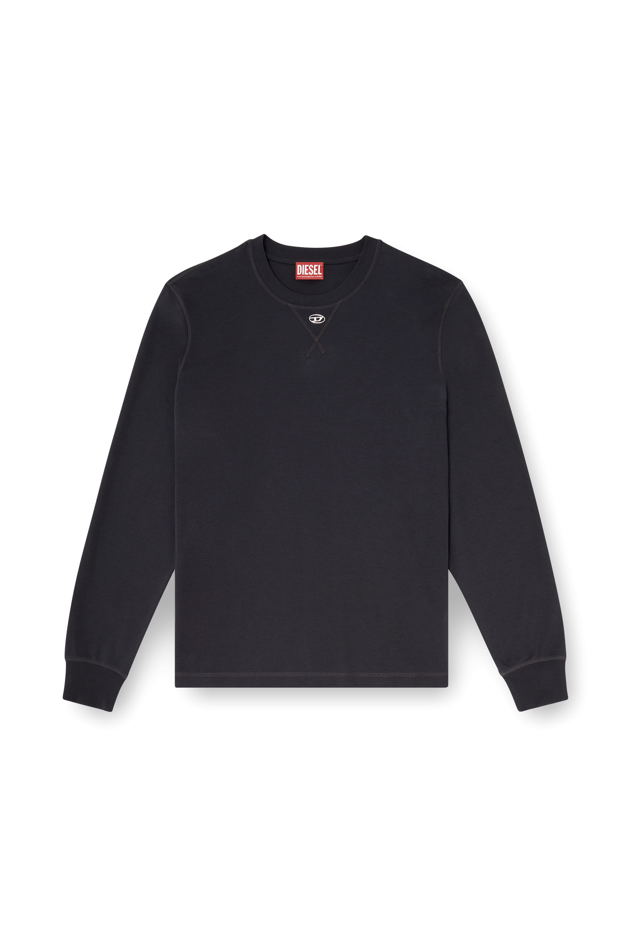 Diesel - T-MADJUST-LS-TR, Herren Baumwoll-Langarmshirt mit Oval D in Dunkelgrau - 2