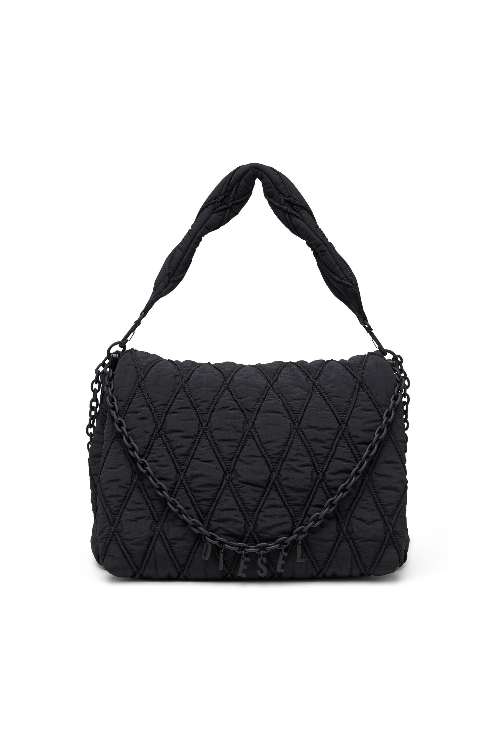 Diesel - CHARM-D SHOULDER L, Damen Schultertasche aus gestepptem gewaschenem Nylon in Schwarz - 1