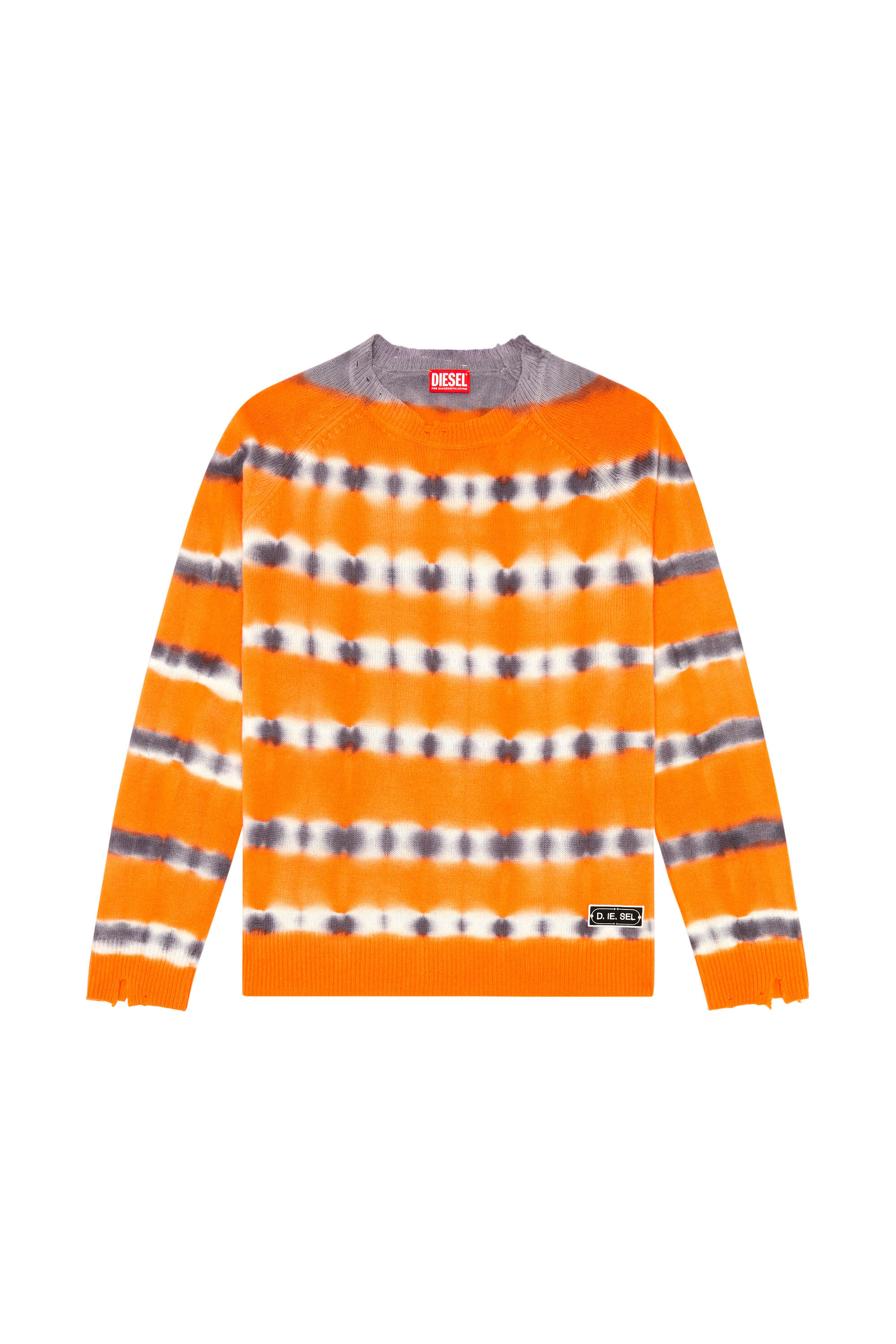 Diesel - K-RO, Herren Pullover aus Woll-Jersey in Batik-Optik in Orange - 2