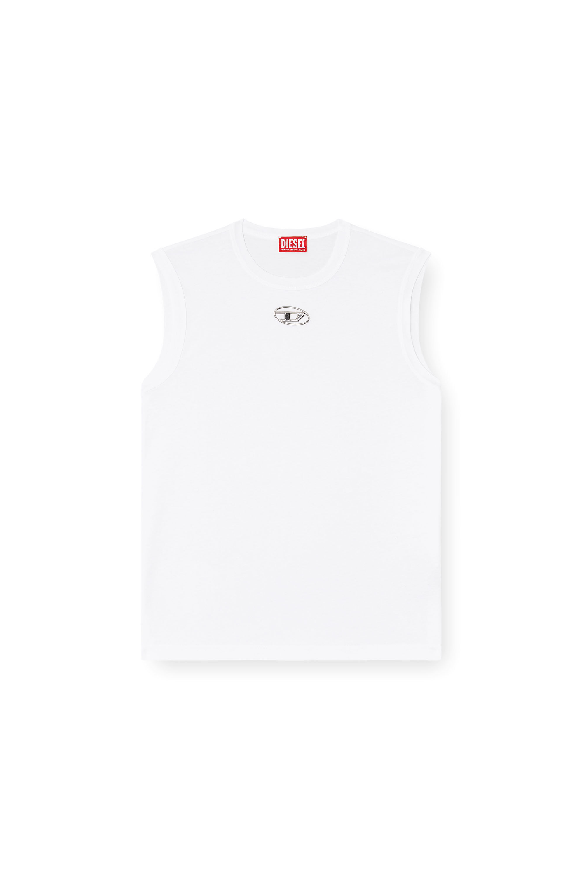 Diesel - T-BISCO-OD, Man's Tank top with metallic Oval D in White - 2
