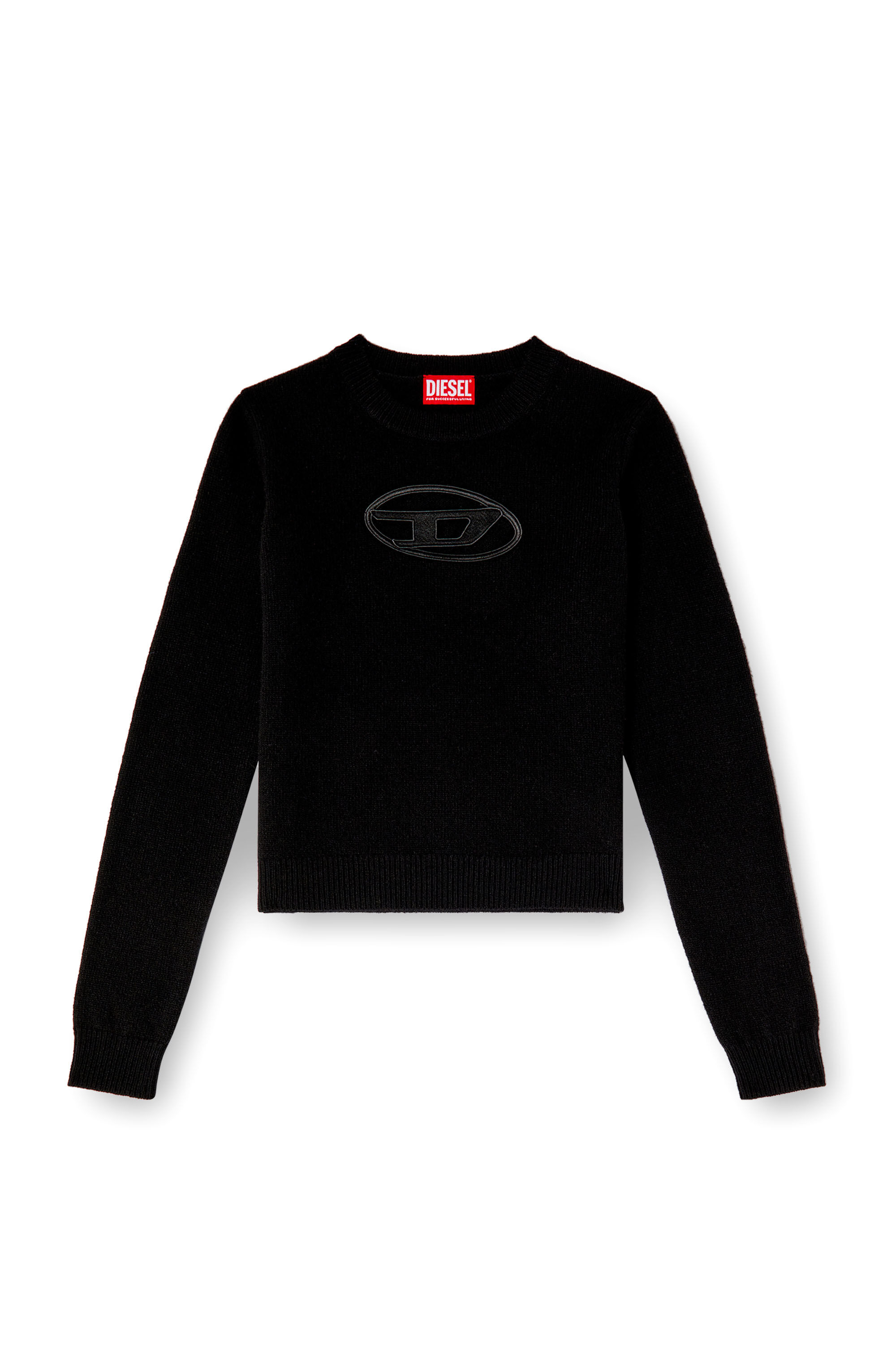 Diesel - M-AREESA-SLIM, Damen Pullover aus Kaschmir-Mischgewebe mit Cut-out-Logo in Schwarz - 2