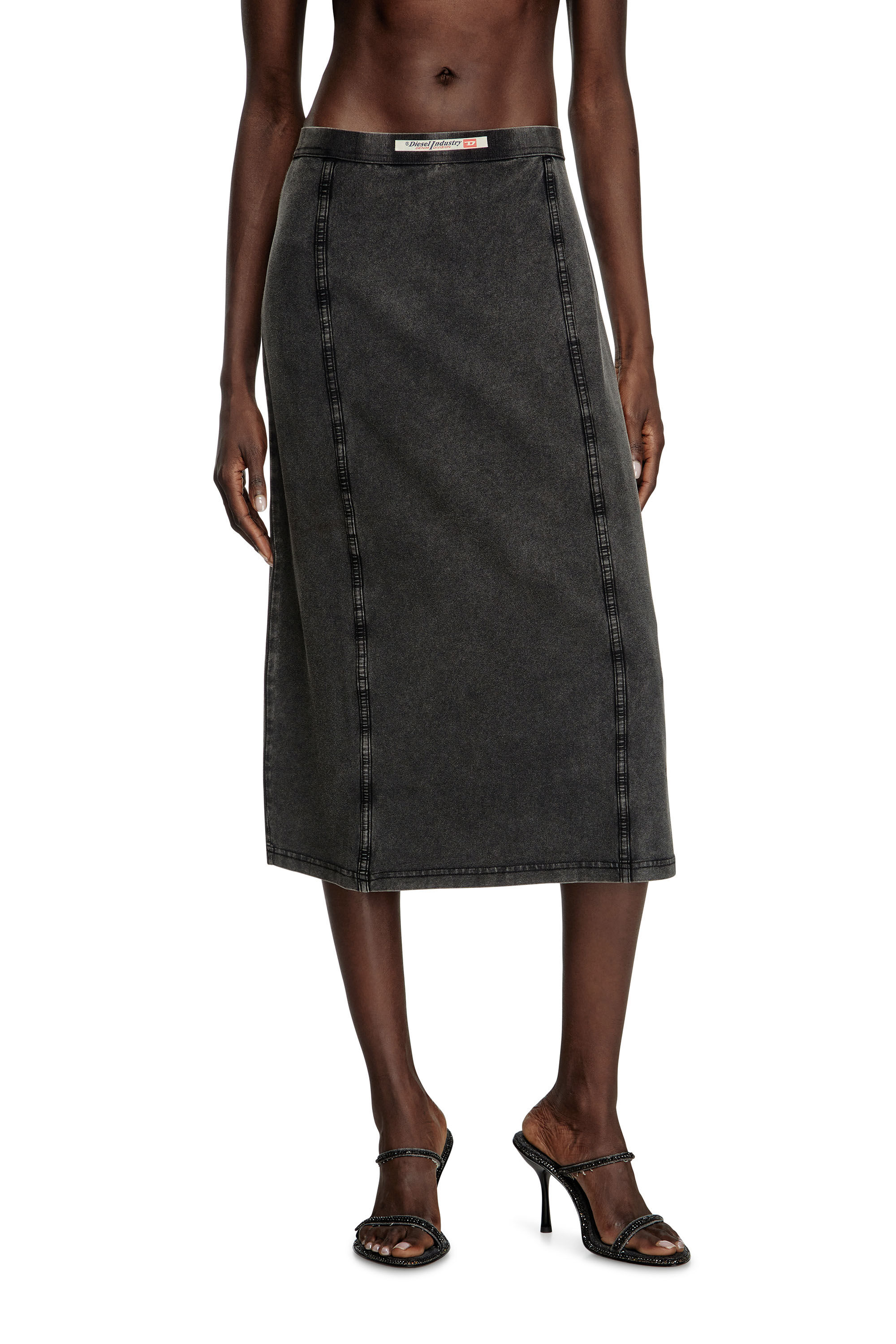 Diesel - O-ALLEGRA, Damen Midi-Rock mit Denim-Effekt in Schwarz - 3