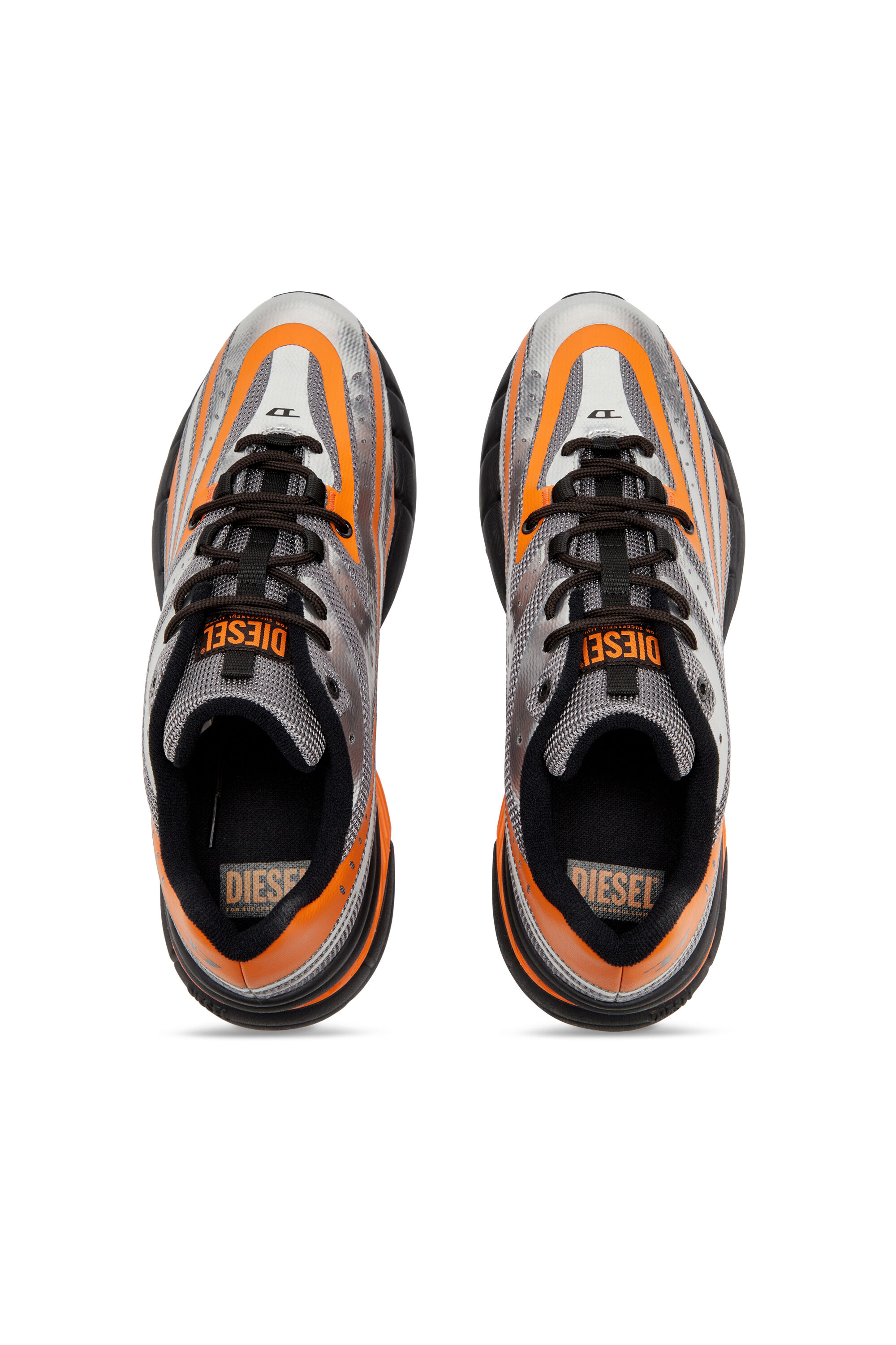 Diesel - D-AIRSPEED LOW, Herren D-Airspeed-Sneakers aus beschichtetem Mesh in Grau/Orange - 4